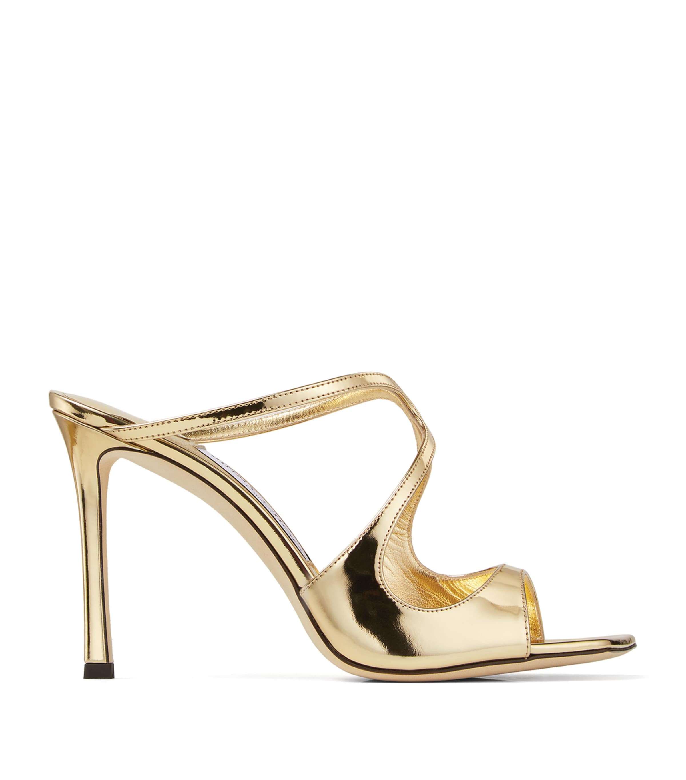 Jimmy Choo Anise 95 Leather Sandals In Gold