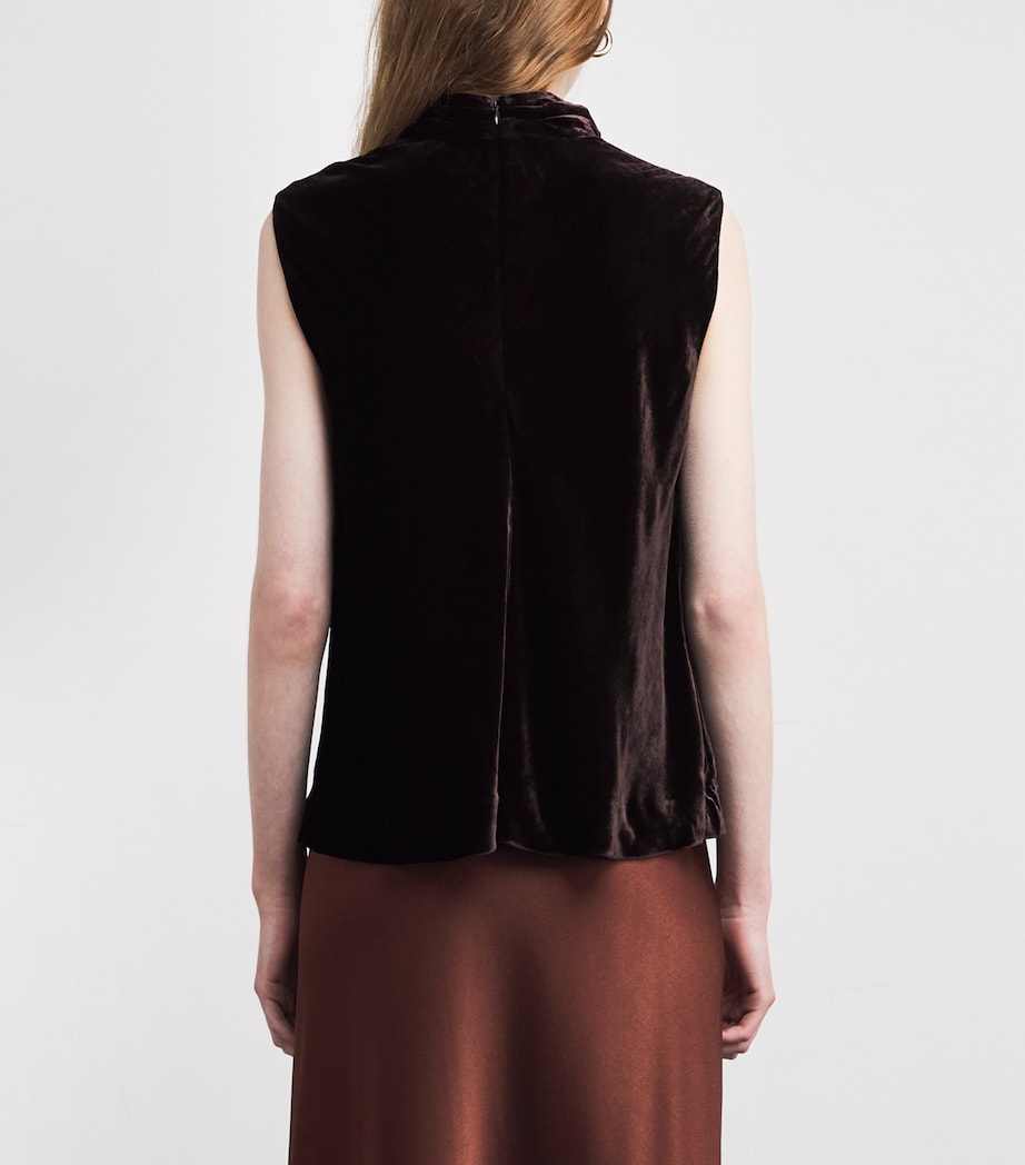 Velvet Cowl-Neck Top DOUBLE ESPRESSO Image 4