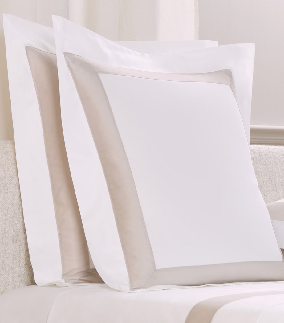 Frette Cotton Breeze Border Square Pillowcase (65cm x 65cm) Milk/greige Image 3