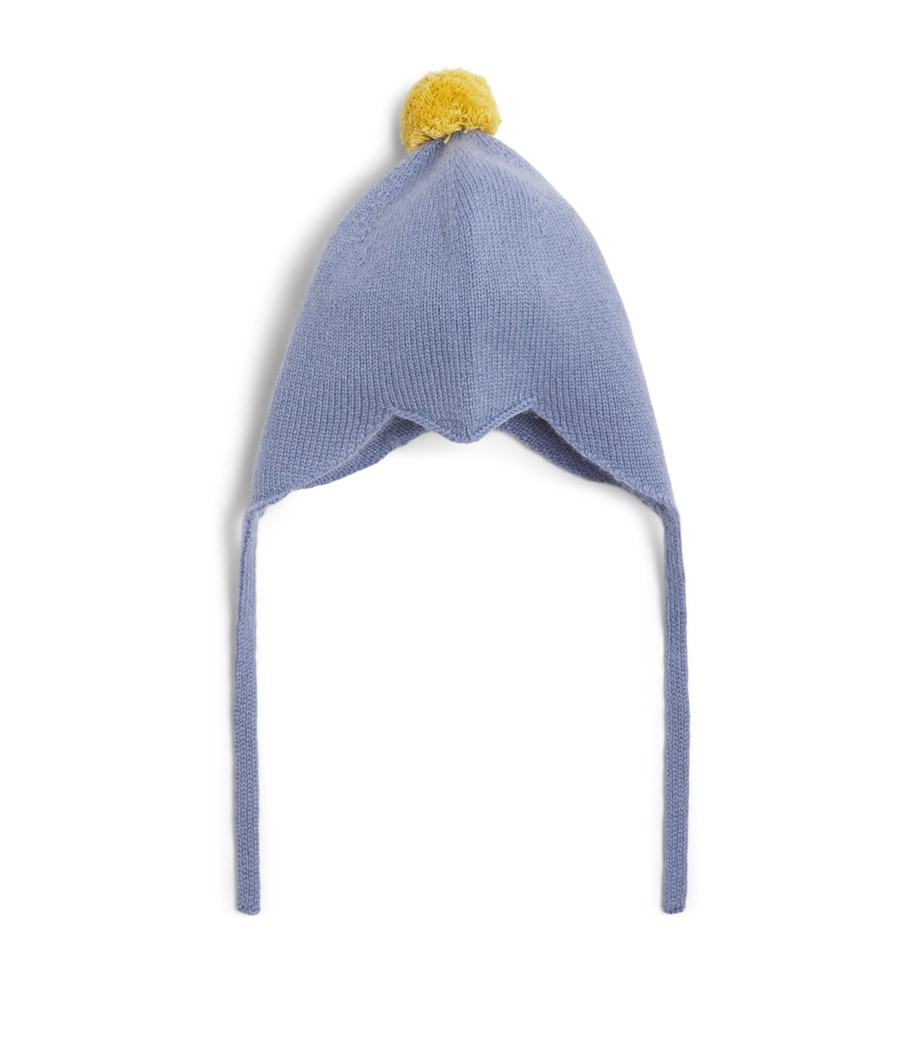 Rosie Sugden Cashmere Pom-Pom Bonnet (0-24 Months) Hudson Bay/gold Dust Image 1