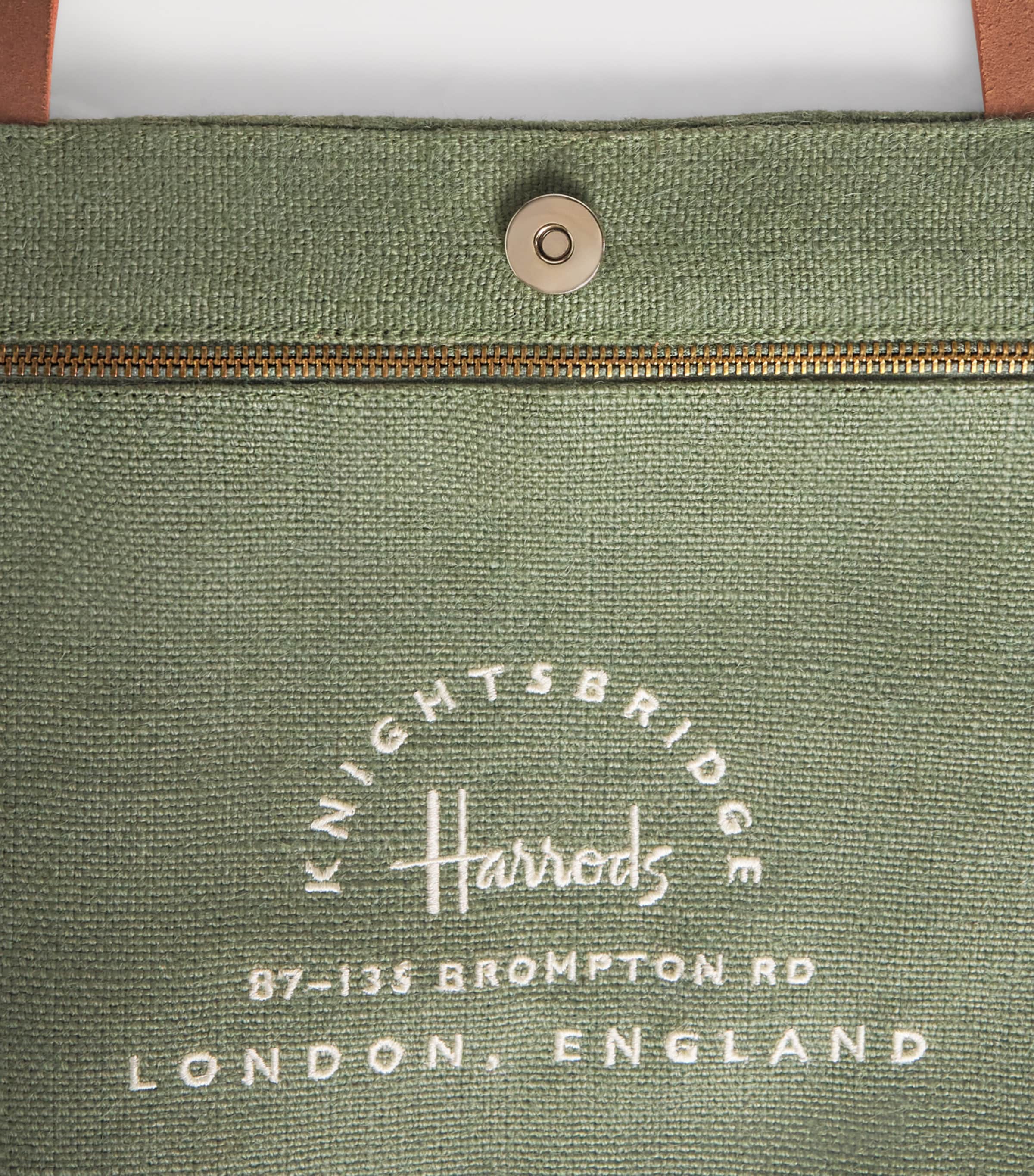 Harrods Jute Stripe Shopper Bag Green Image 3