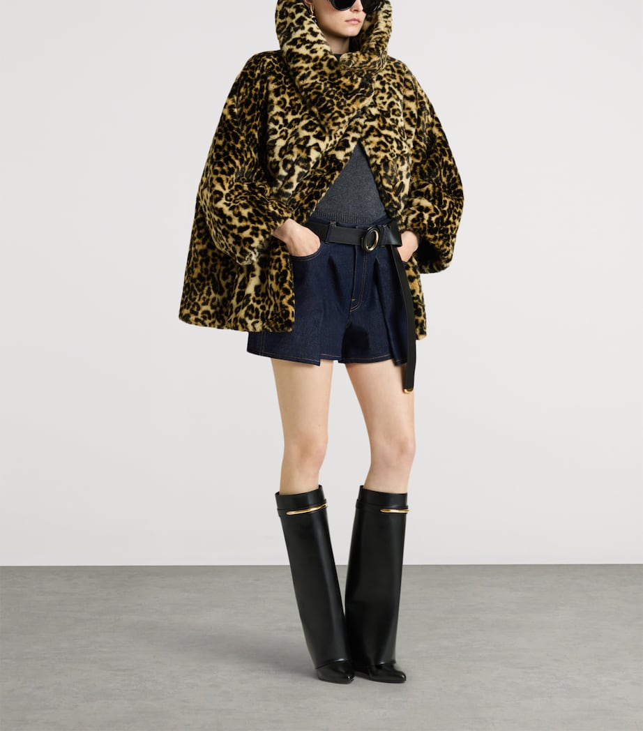 Givenchy Womens Faux Fur Leopard-Print Coat Image 2