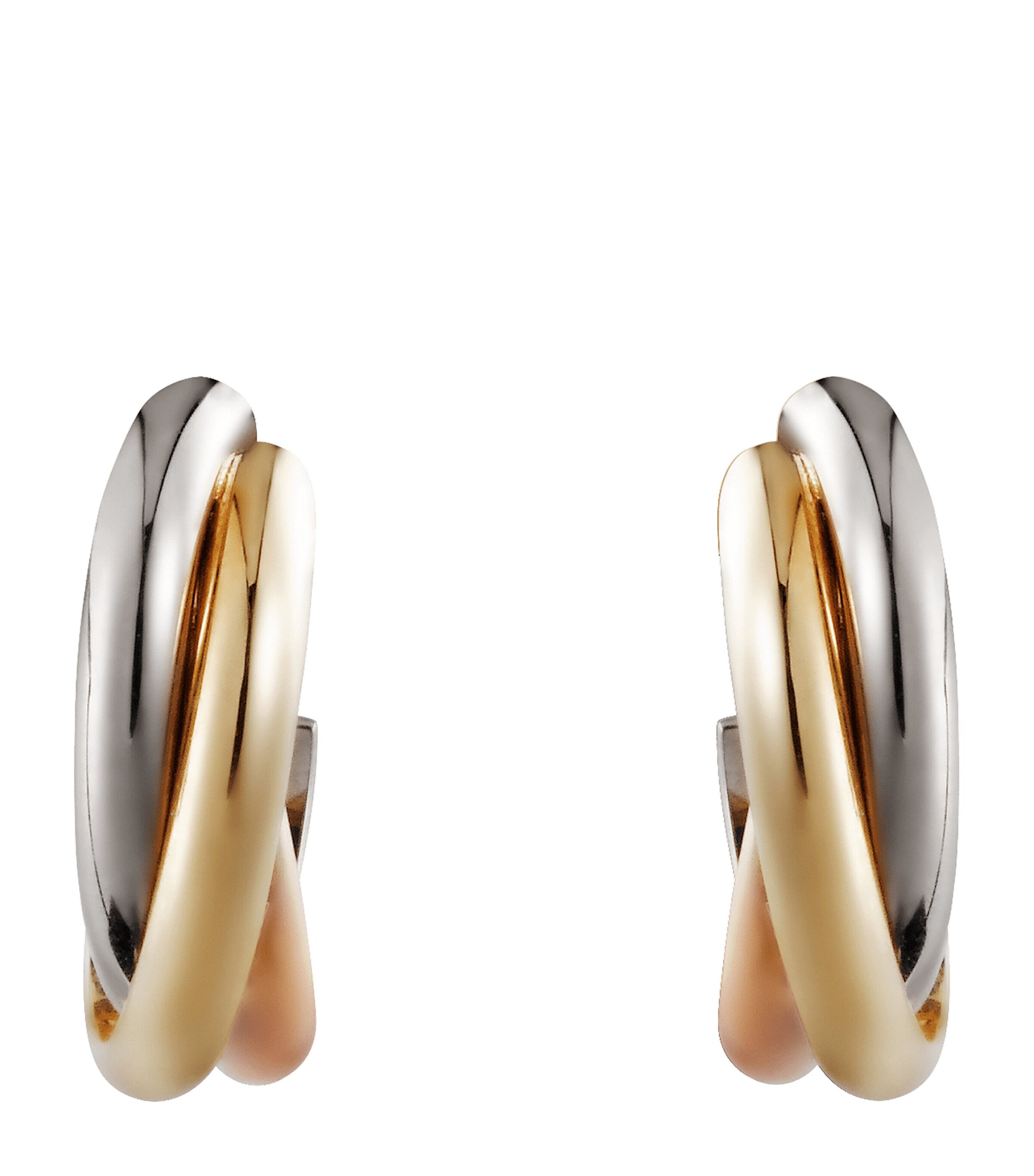 Cartier White, Yellow and Rose Gold Trinity Hoop Earrings Multi Gold Image 1