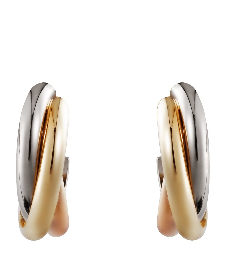 Cartier White, Yellow and Rose Gold Trinity Hoop Earrings Multi Gold Image 1
