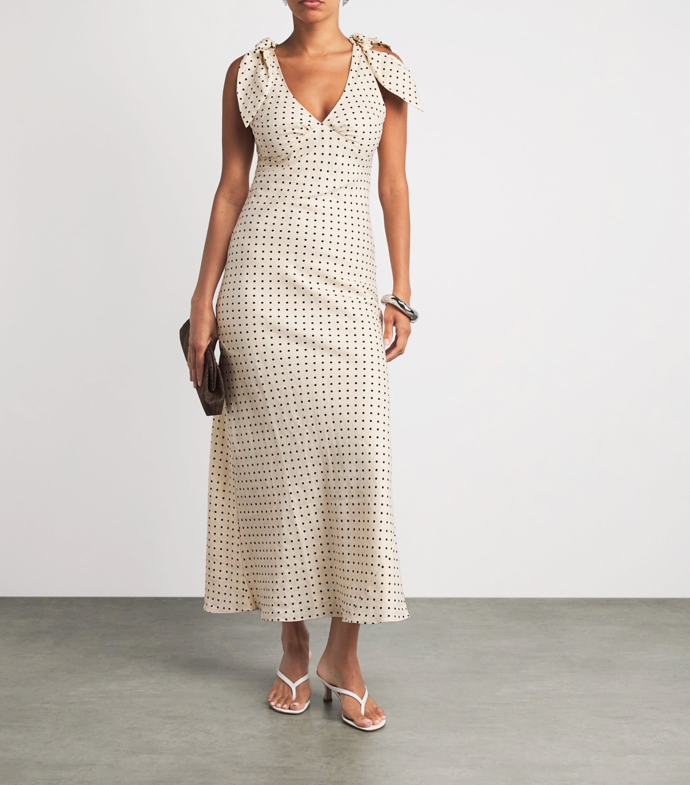 Faithfull The Brand Womens Linen Polka-Dot Solana Maxi Dress Lola Plka Dt Crm/blk Image 2