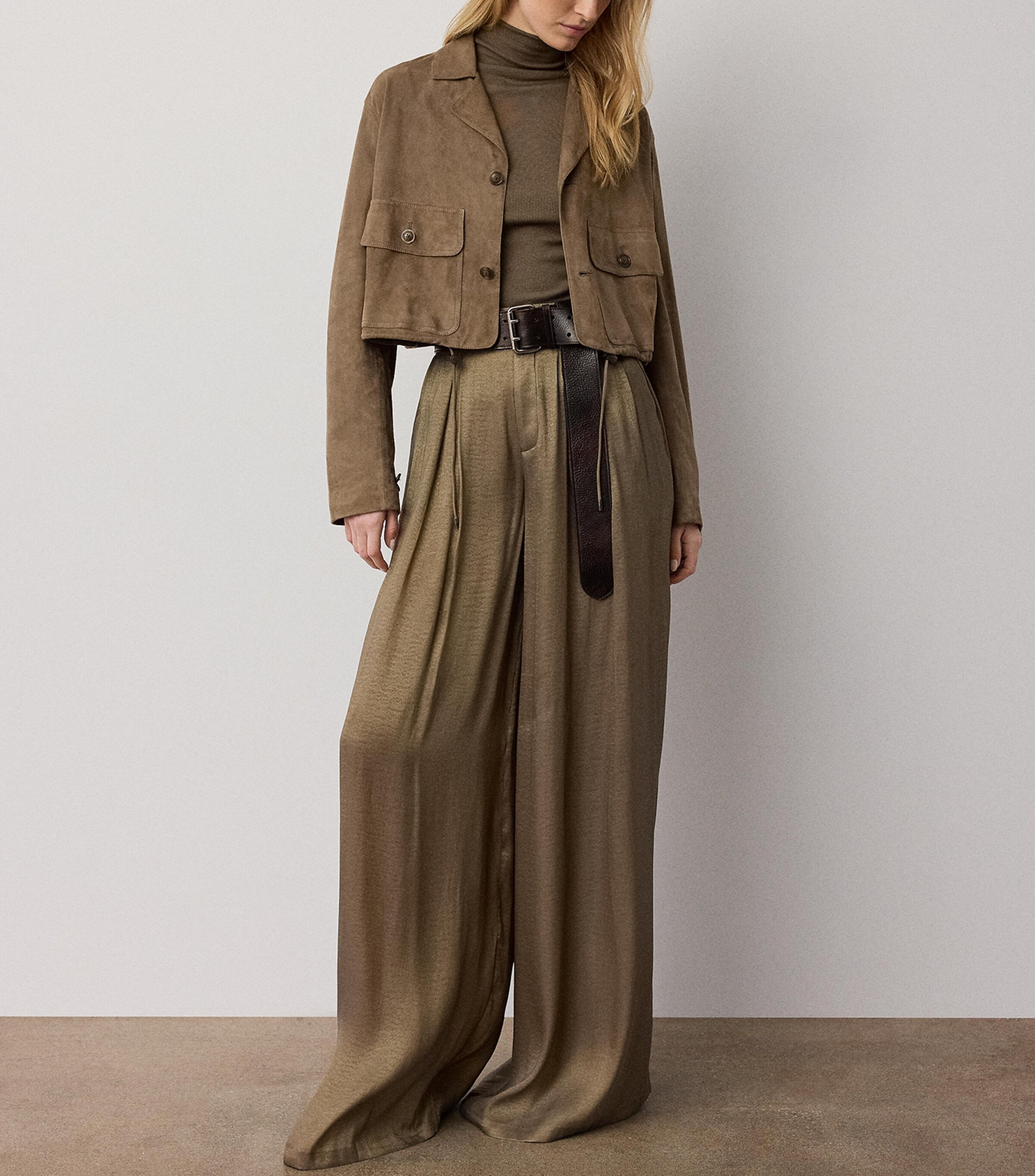 Ralph Lauren Collection Womens Suede Cropped Utility Jacket Portobello Image 2