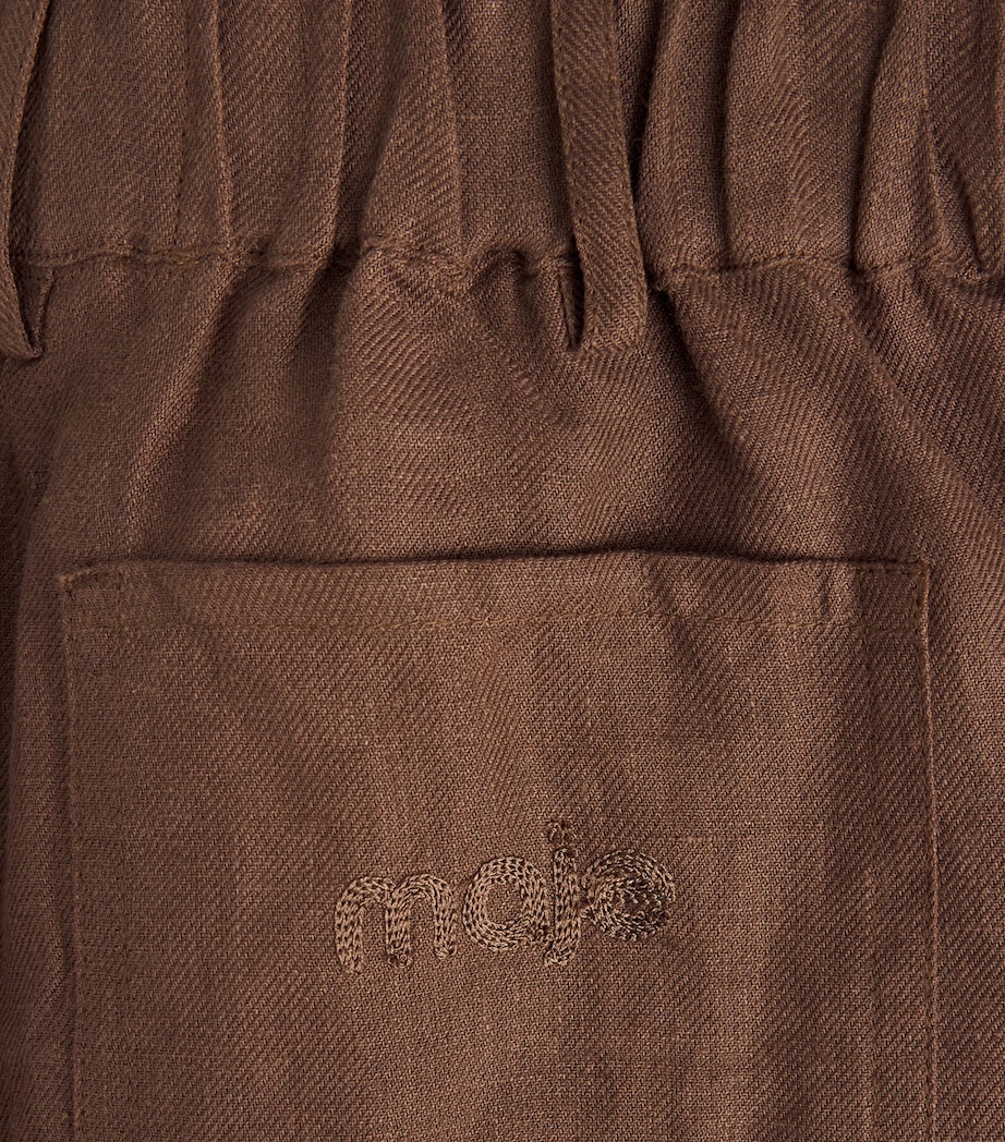 Maje Womens Linen Belted Trousers Brown Image 6
