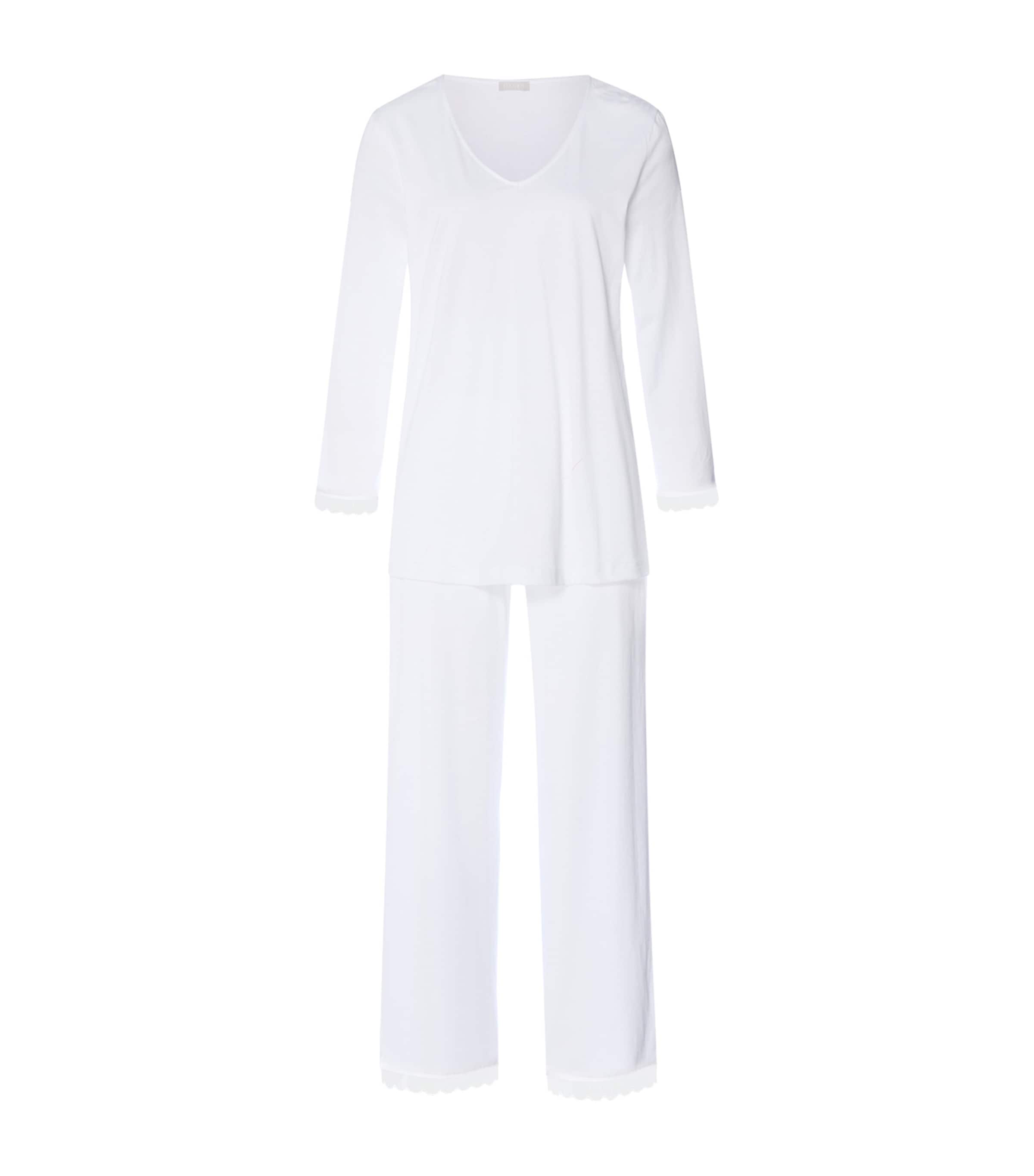 Hanro Womens Pima Cotton Inaya Pyjama Set White Image 1