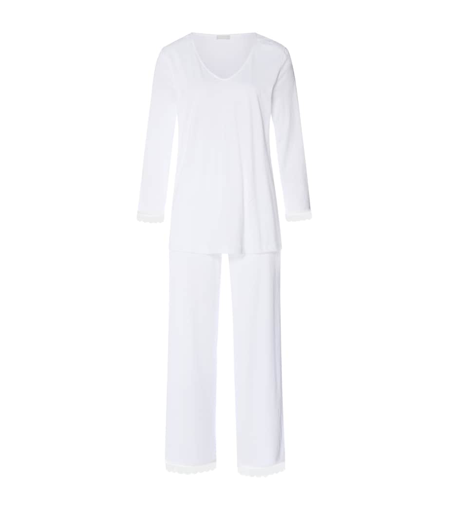 Hanro Womens Pima Cotton Inaya Pyjama Set White Image 1