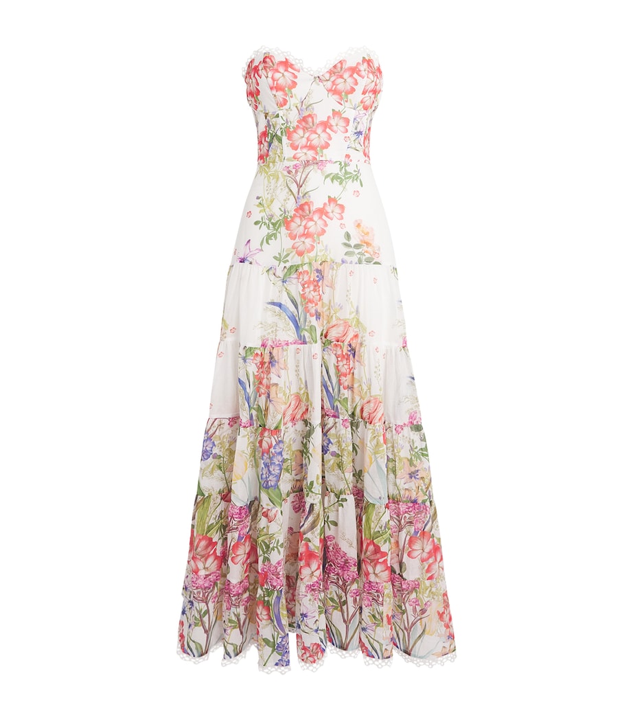 Strapless Danny Midi Dress WHITE BOTANICAL Image 1