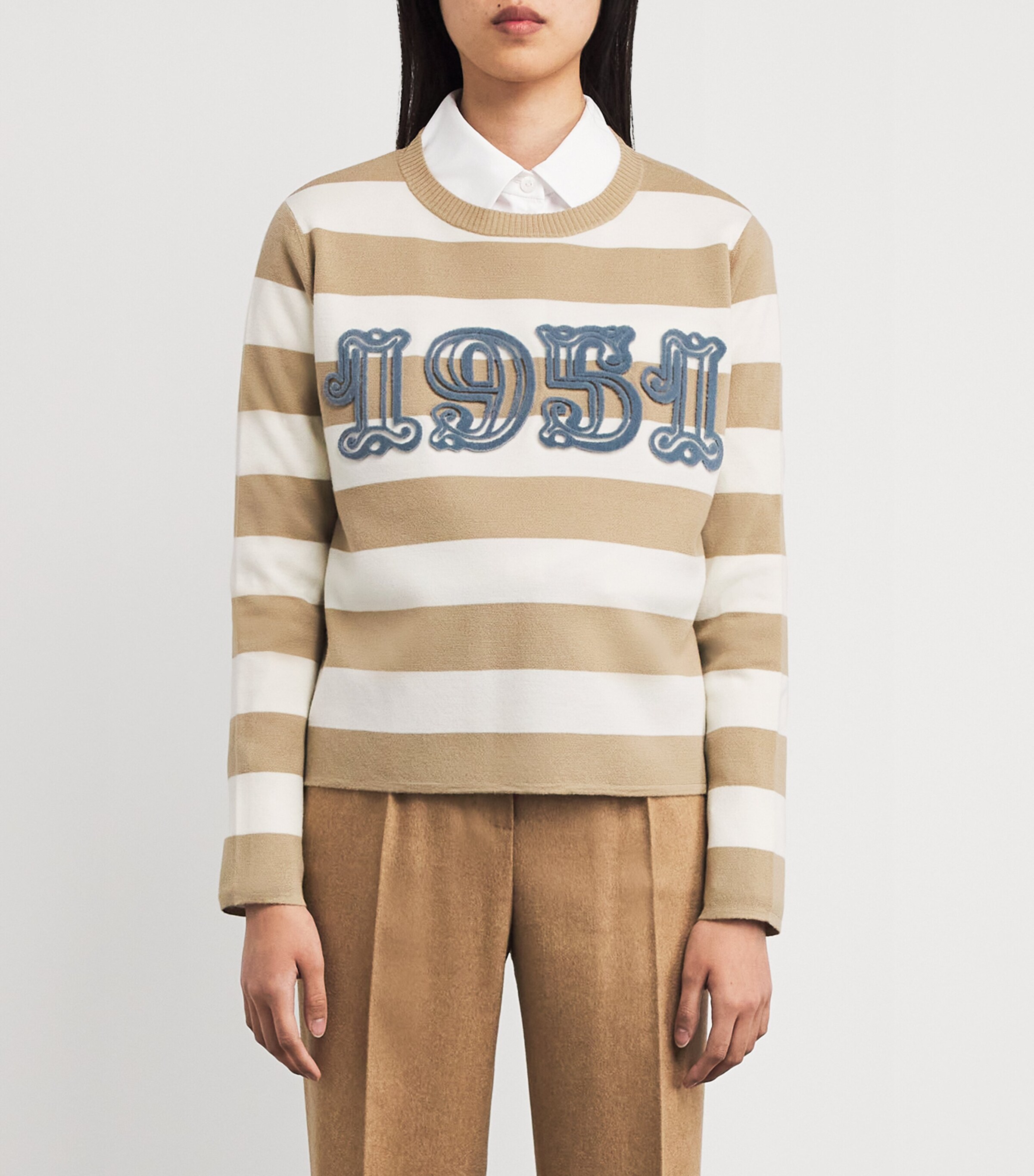 Virgin Wool Stripe 1951 Sweater SAND Image 3