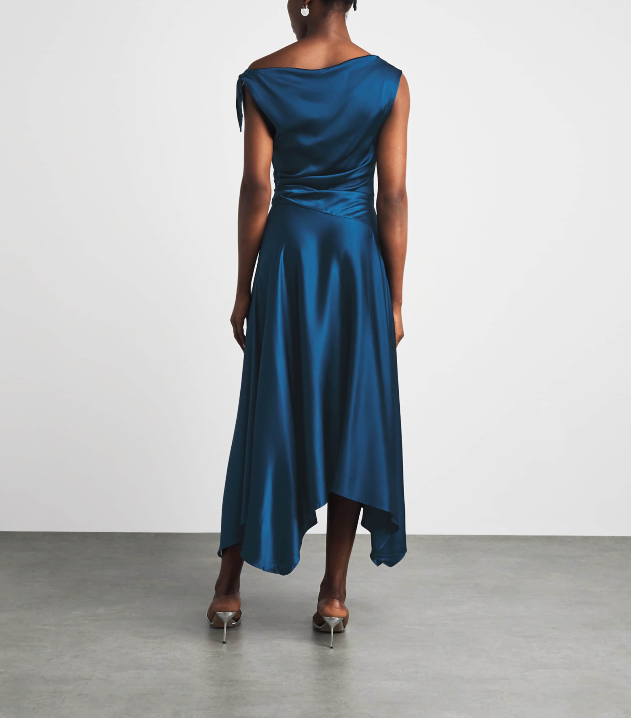 STAUD Womens Silk Portia Midi Dress Harbor Hrbr Image 4