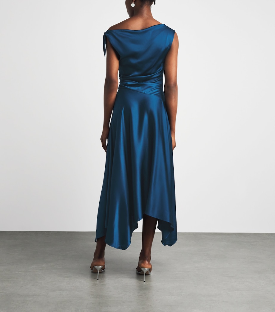 STAUD Womens Silk Portia Midi Dress Harbor Hrbr Image 4