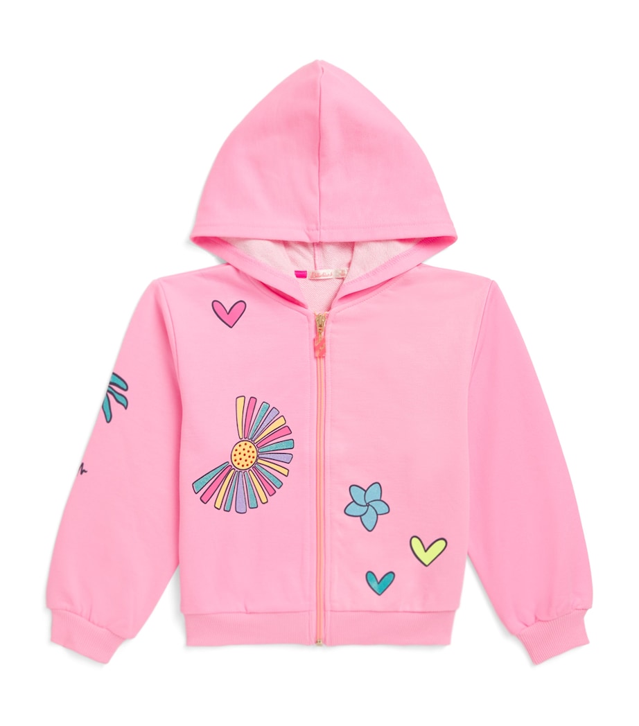 Flower Print Zip-Up Hoodie (2-12 Years) 462 PINK Image 1