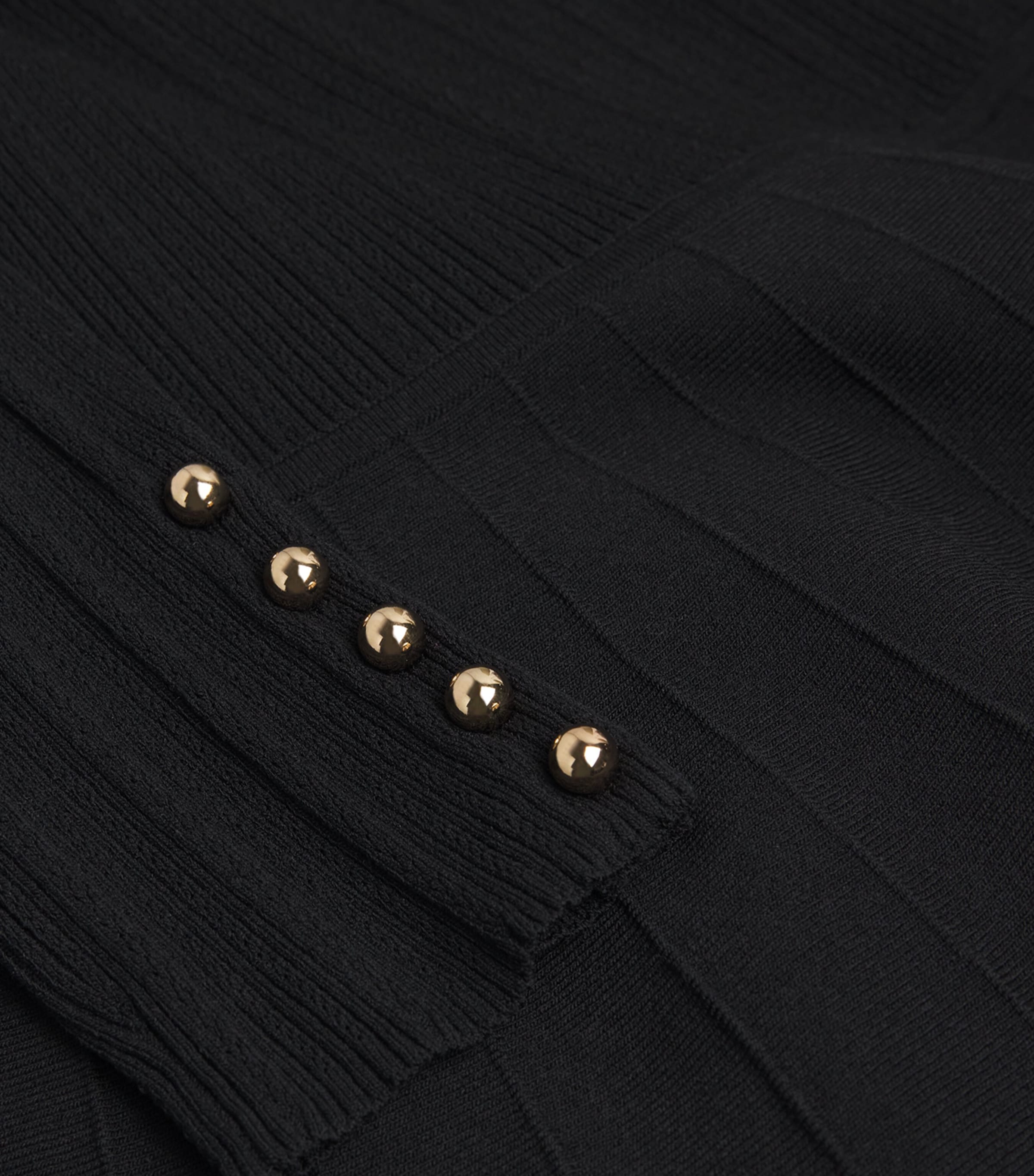 Rib-Knit Mini Dress BLACK Image 5