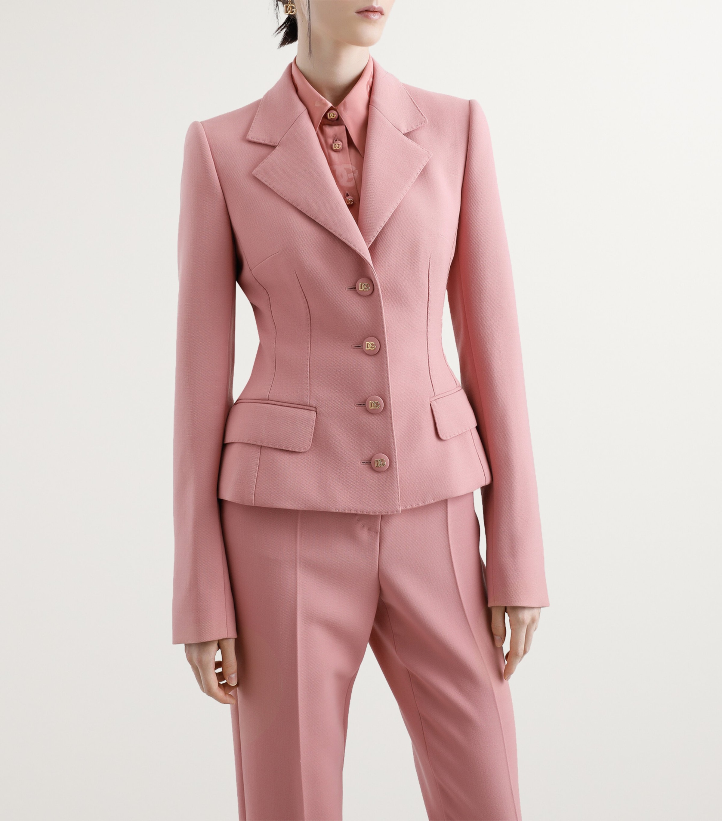 Virgin Wool Crepe Dolce Blazer F0473-POWDER PINK Image 4