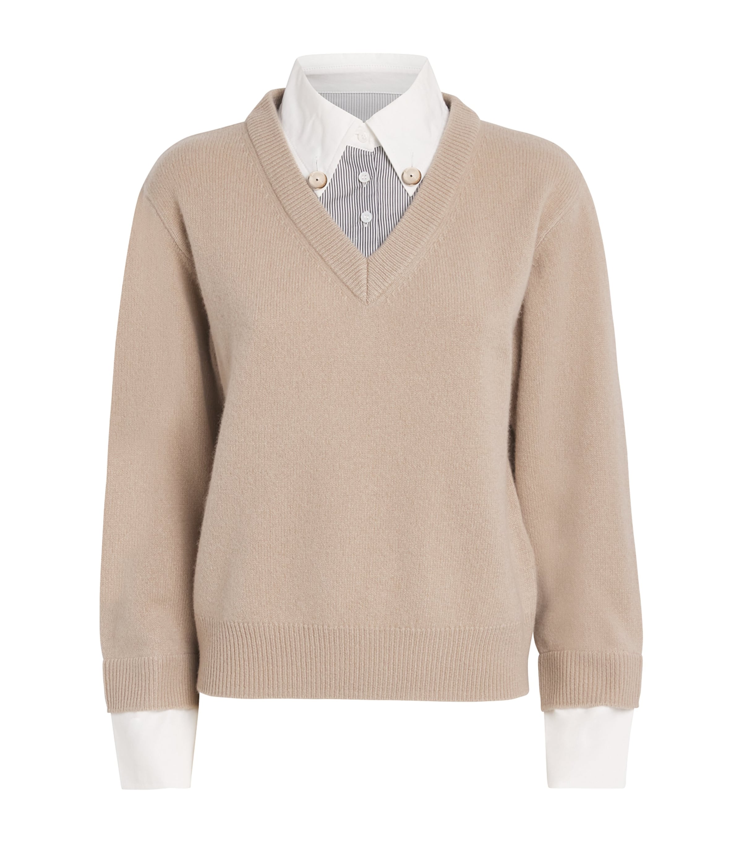 Claudie Pierlot Wool Collar-insert Sweater In Brown