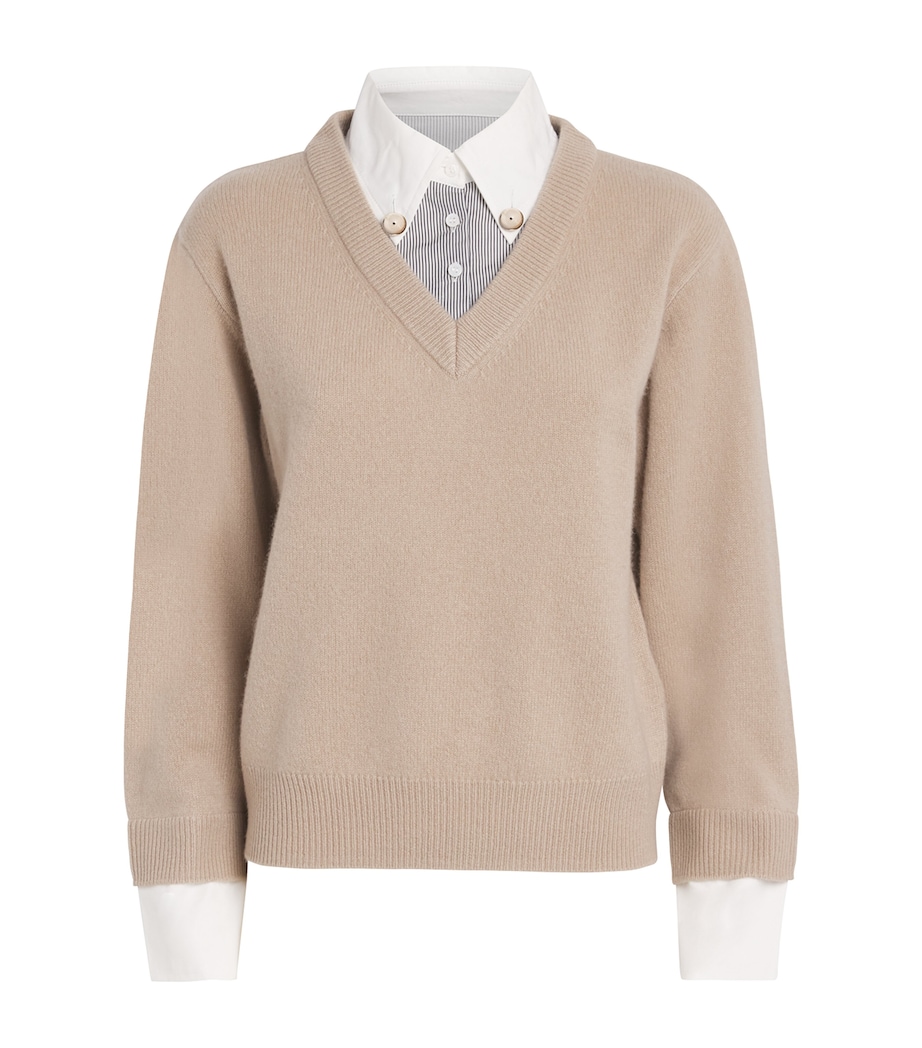 Wool Collar-Insert Sweater BEIGE Image 1