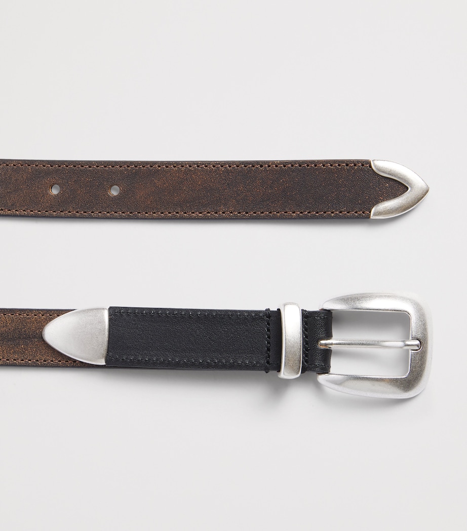 Molebo Burnished Leather Western Belt Faded Brown/black Image 3