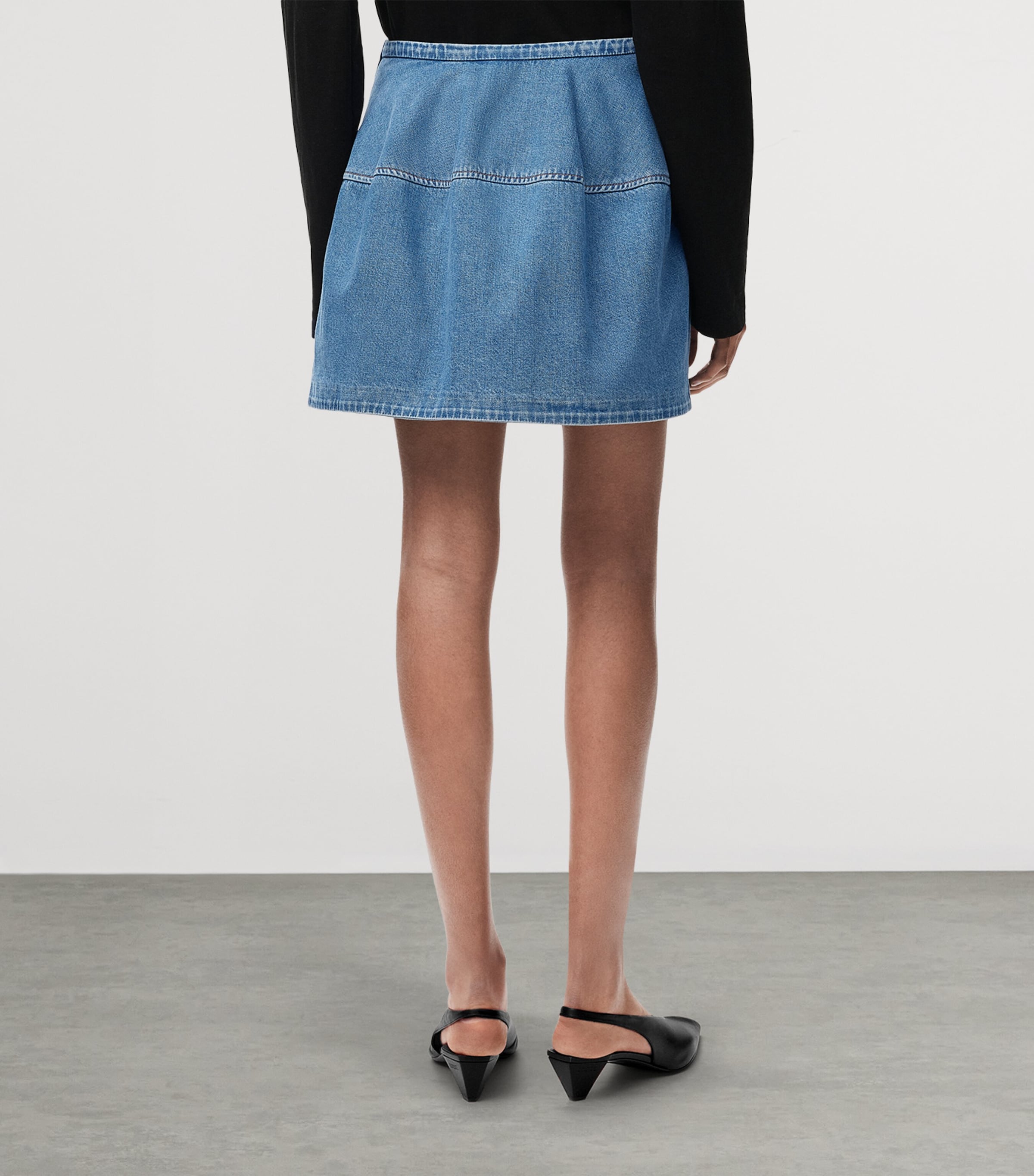 LOEWE Womens Balloon Denim Mini Skirt Light Blue Image 4