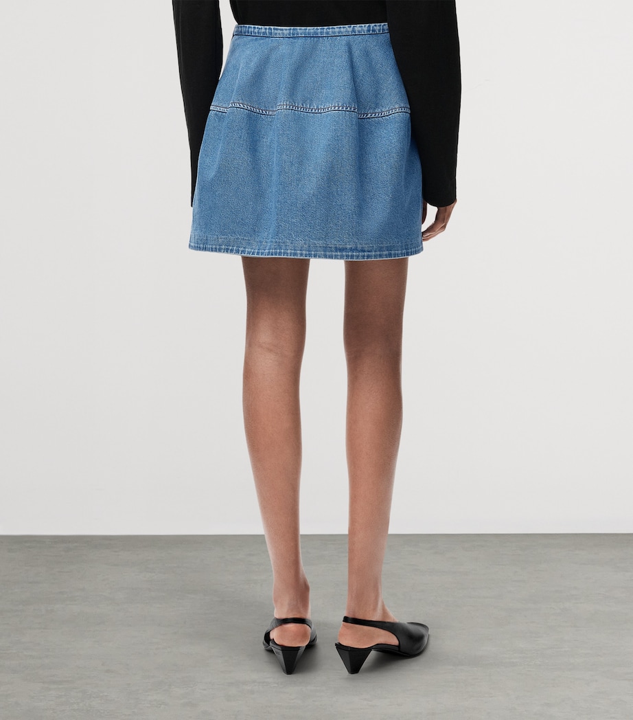 LOEWE Womens Balloon Denim Mini Skirt Light Blue Image 4