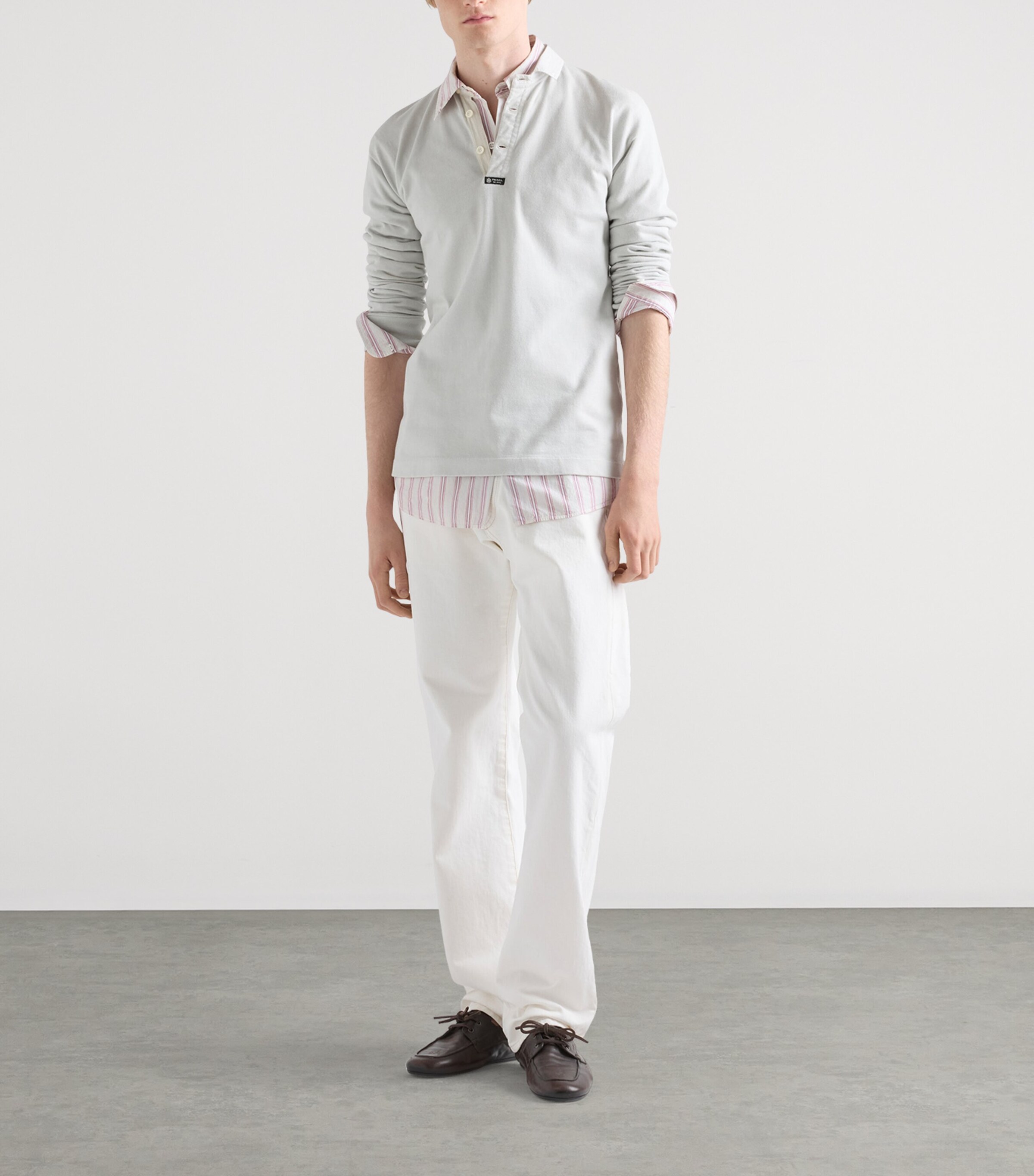 Prada Mens Cotton Rugby Shirt Neutral Image 2
