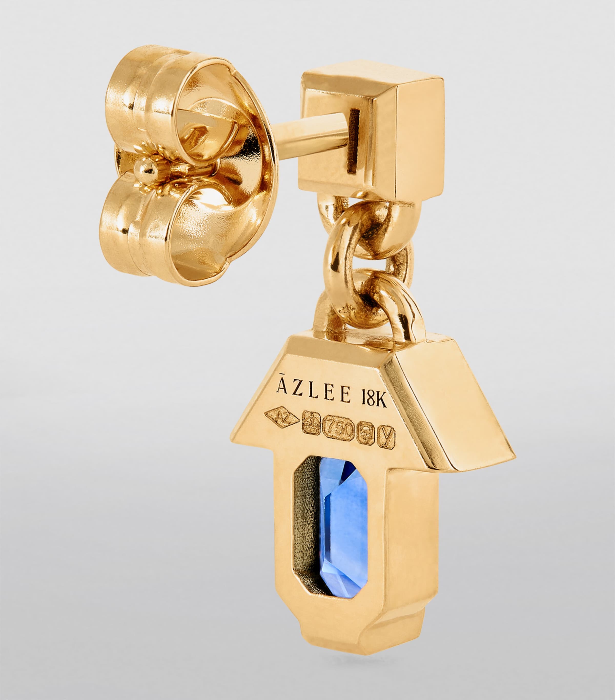 Small Yellow Gold, Diamond and Sapphire Escalier Drop Earrings YELLOW GOLD Image 3