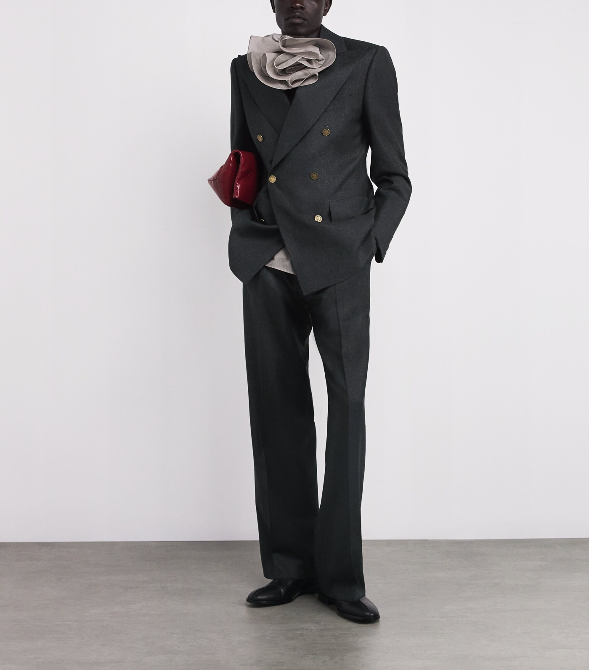 Virgin Wool-Blend Captain Blazer P403 CHARCOAL Image 2