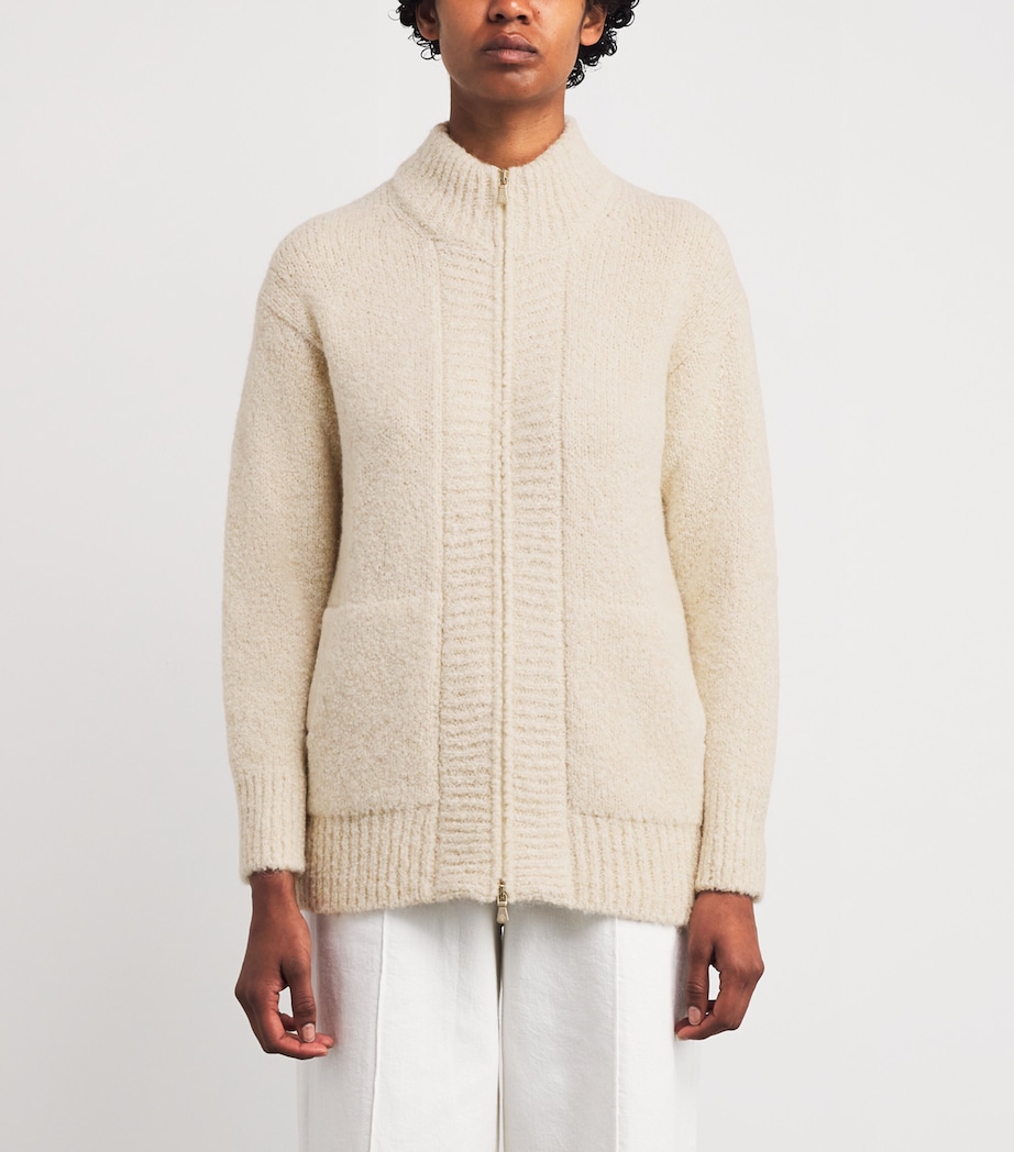 Wool-Blend Knitted Zip-Up Jacket SABBIA Image 3