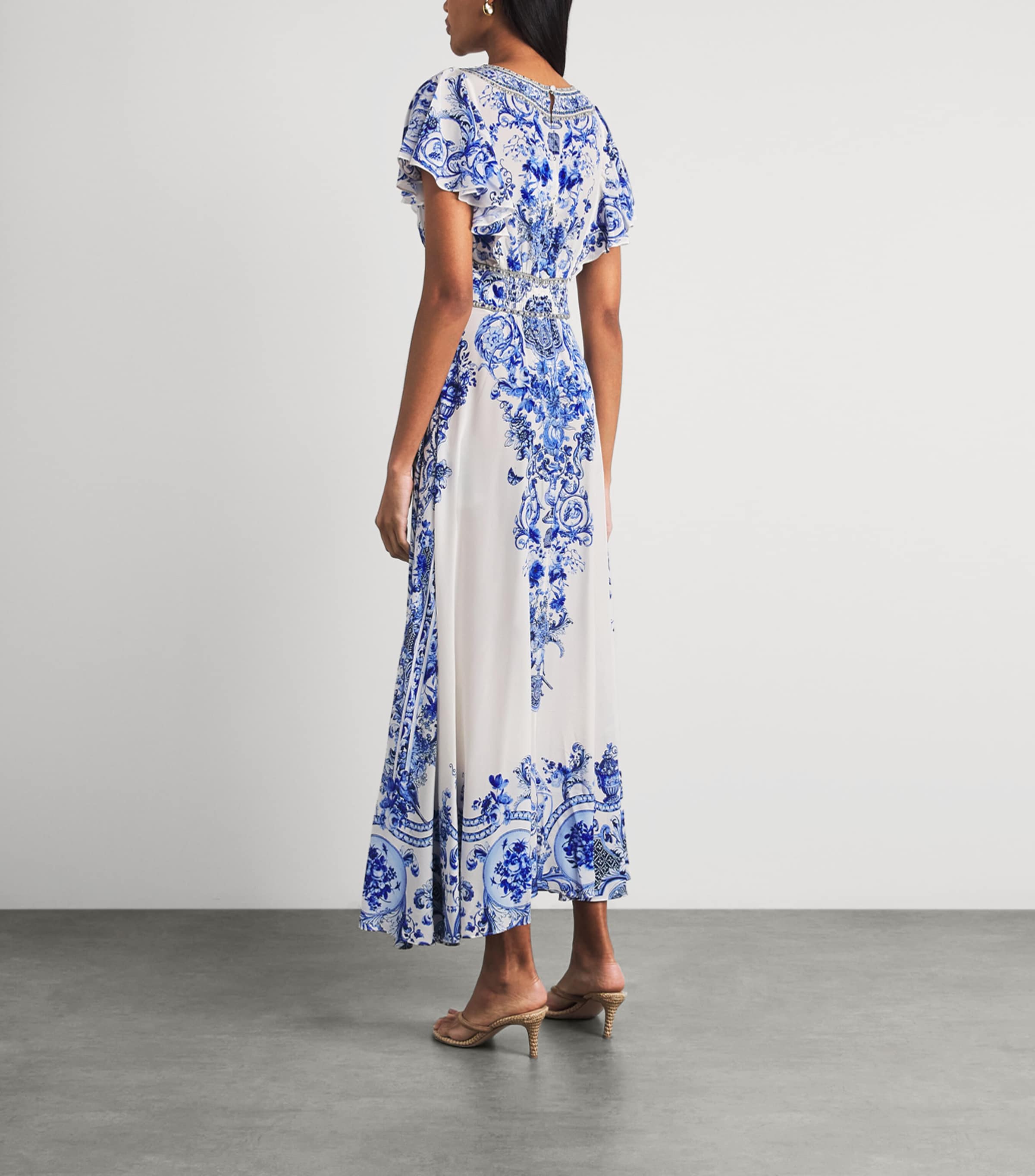 Camilla Womens Silk Printed Midi Dress Ceramic Panoramic Image 4