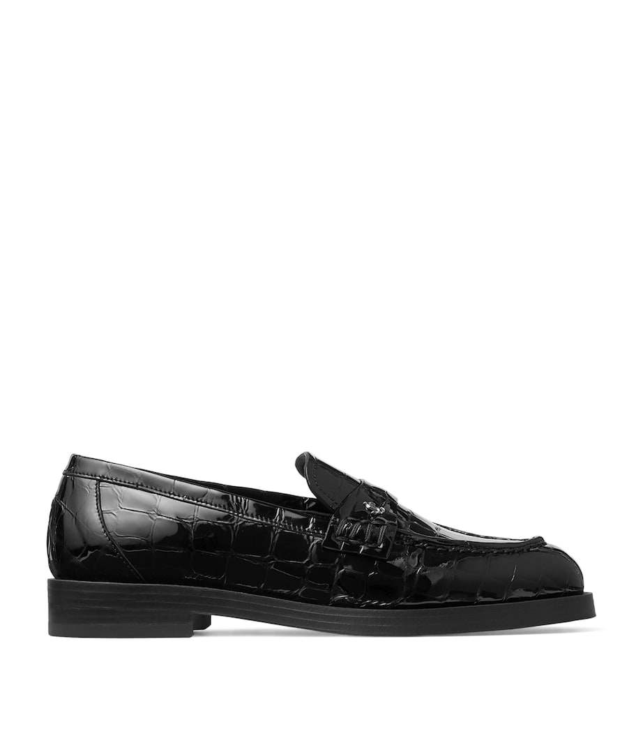 Ivy Croc-Embossed Leather Loafers BLACK Image 1