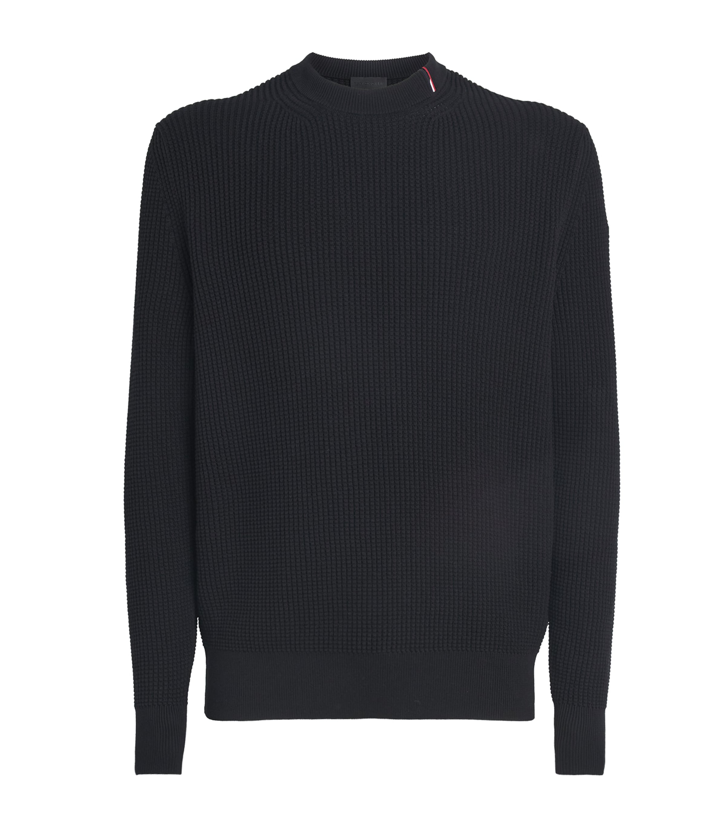 Moncler Cotton Waffle-knit Sweater In Black
