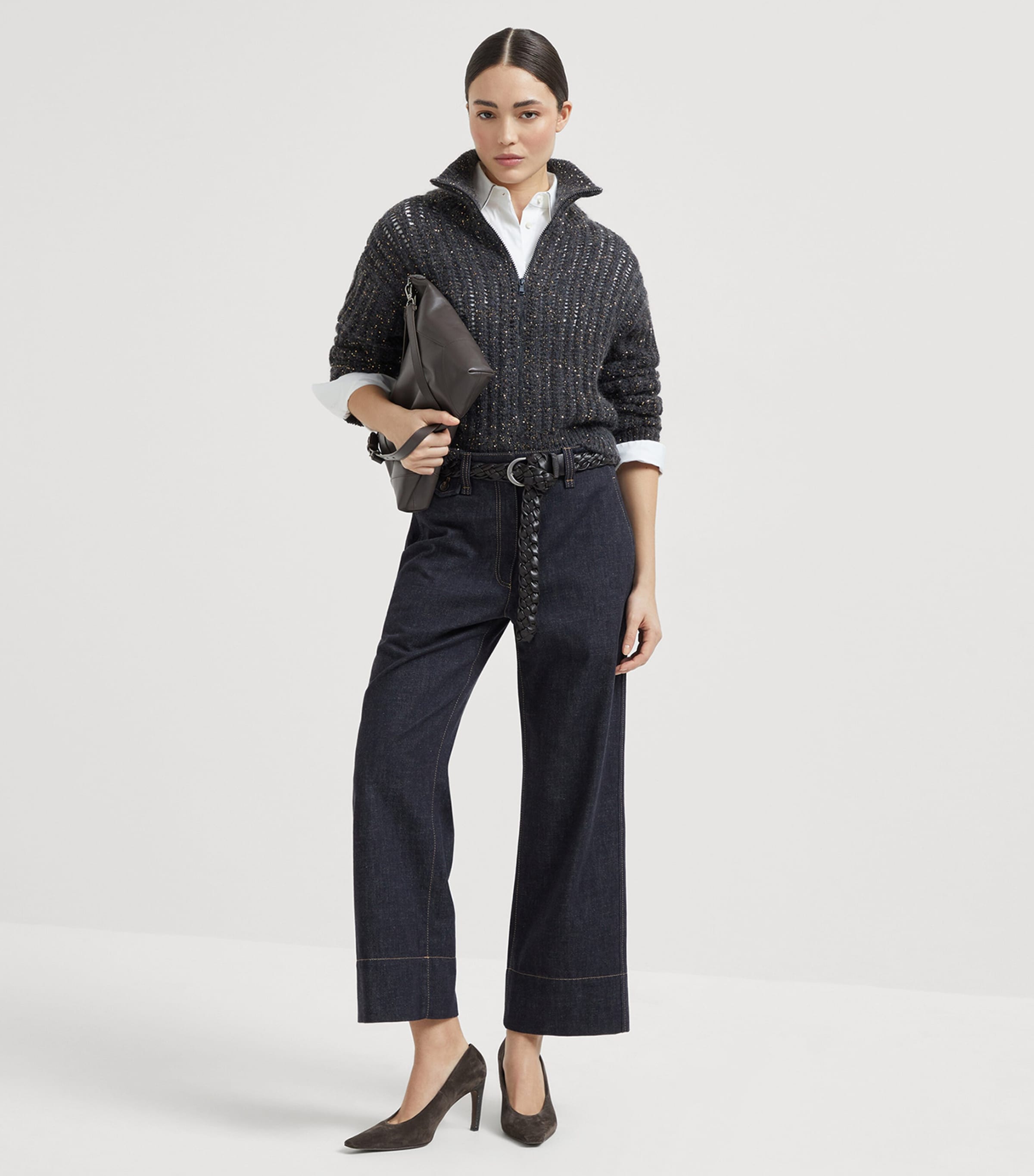 Sequin-Embellished High-Neck Cardigan CUC63 Image 4