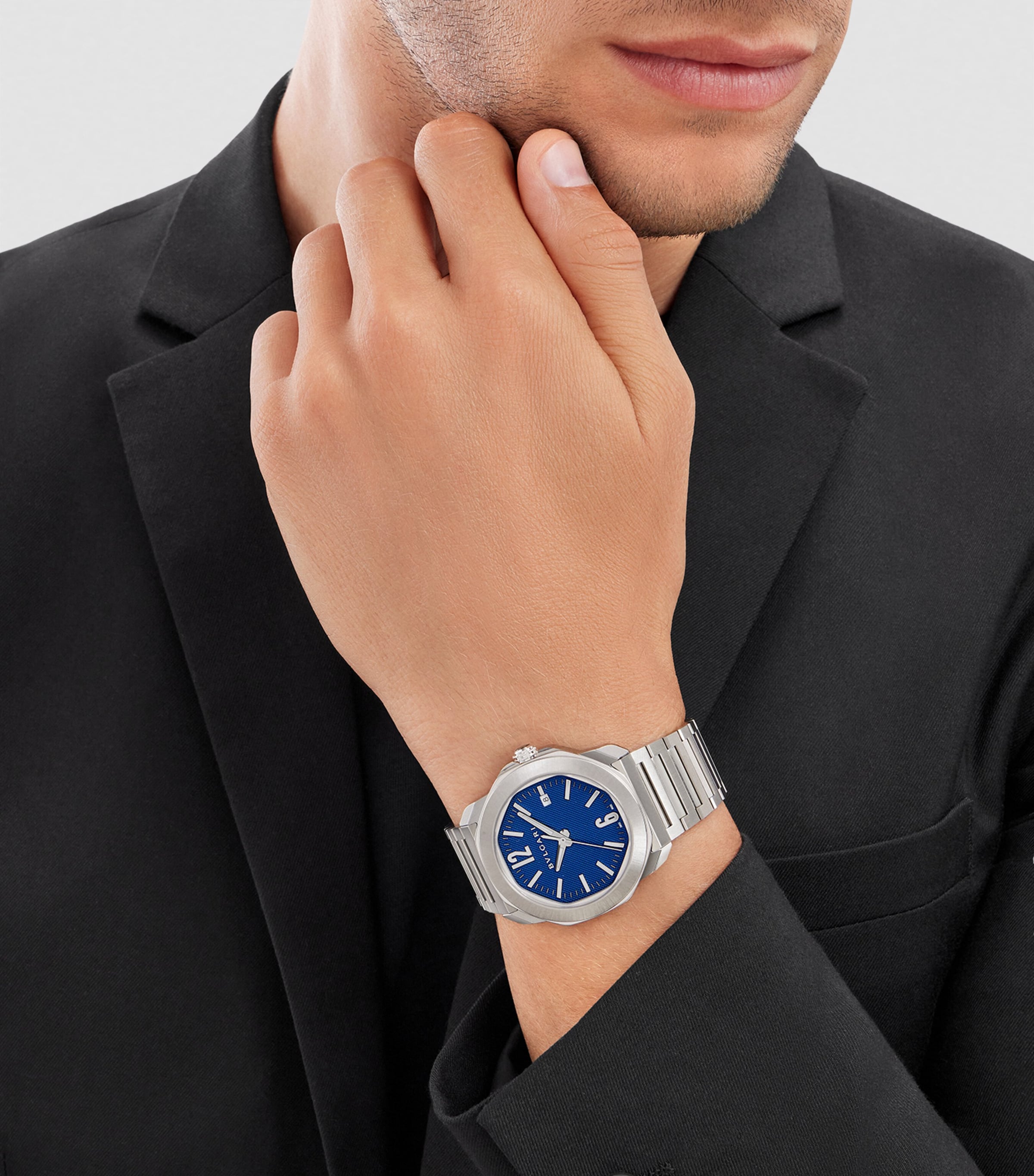 Stainless Steel Octo Roma Automatic Watch 41mm BLUE Image 2