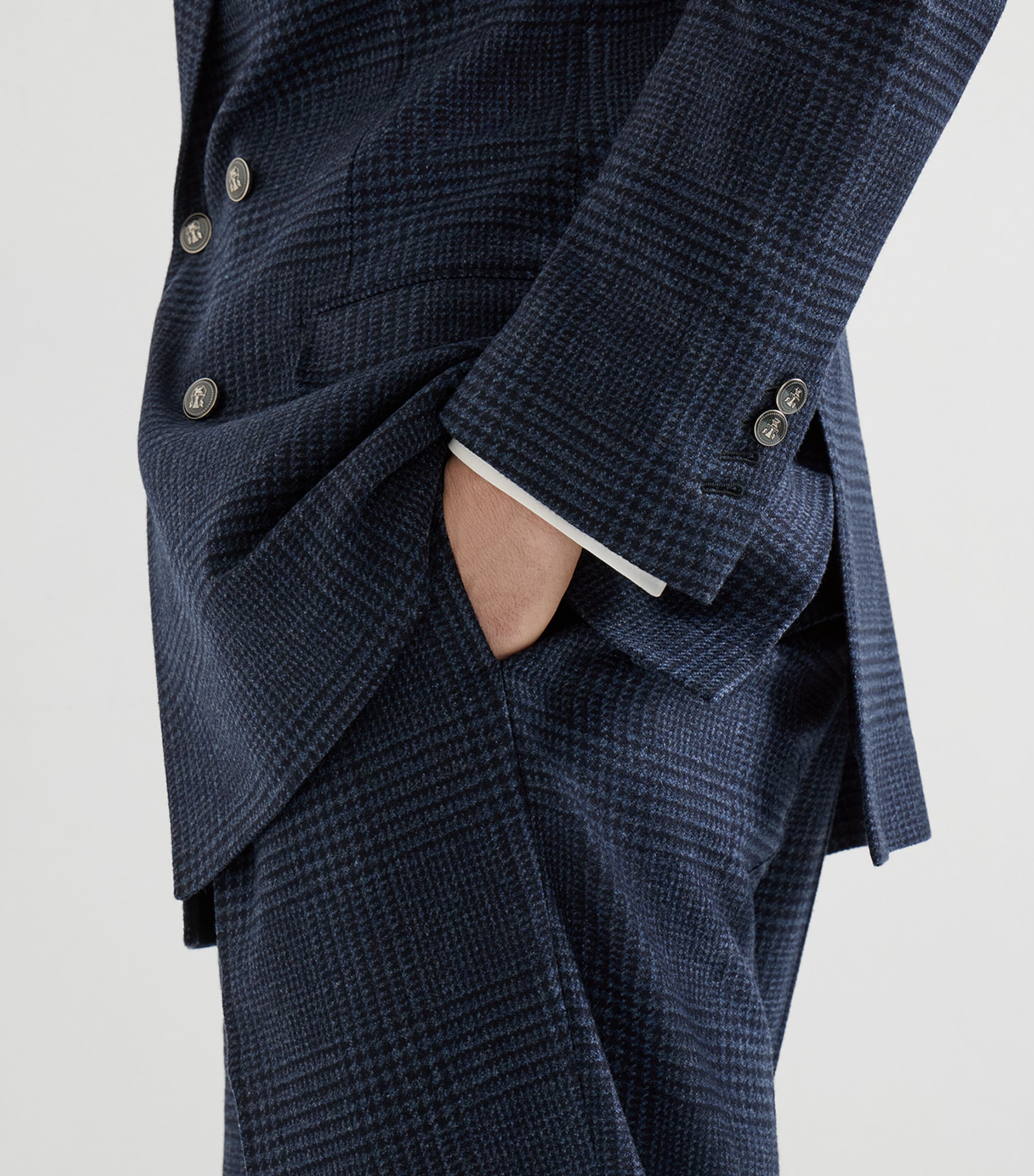 Brunello Cucinelli Mens Wool-Cashmere Prince of Wales Check 2-Piece Suit Image 5