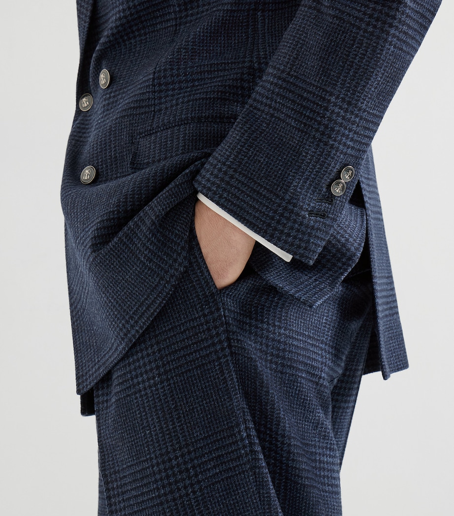 Brunello Cucinelli Mens Wool-Cashmere Prince of Wales Check 2-Piece Suit Image 5