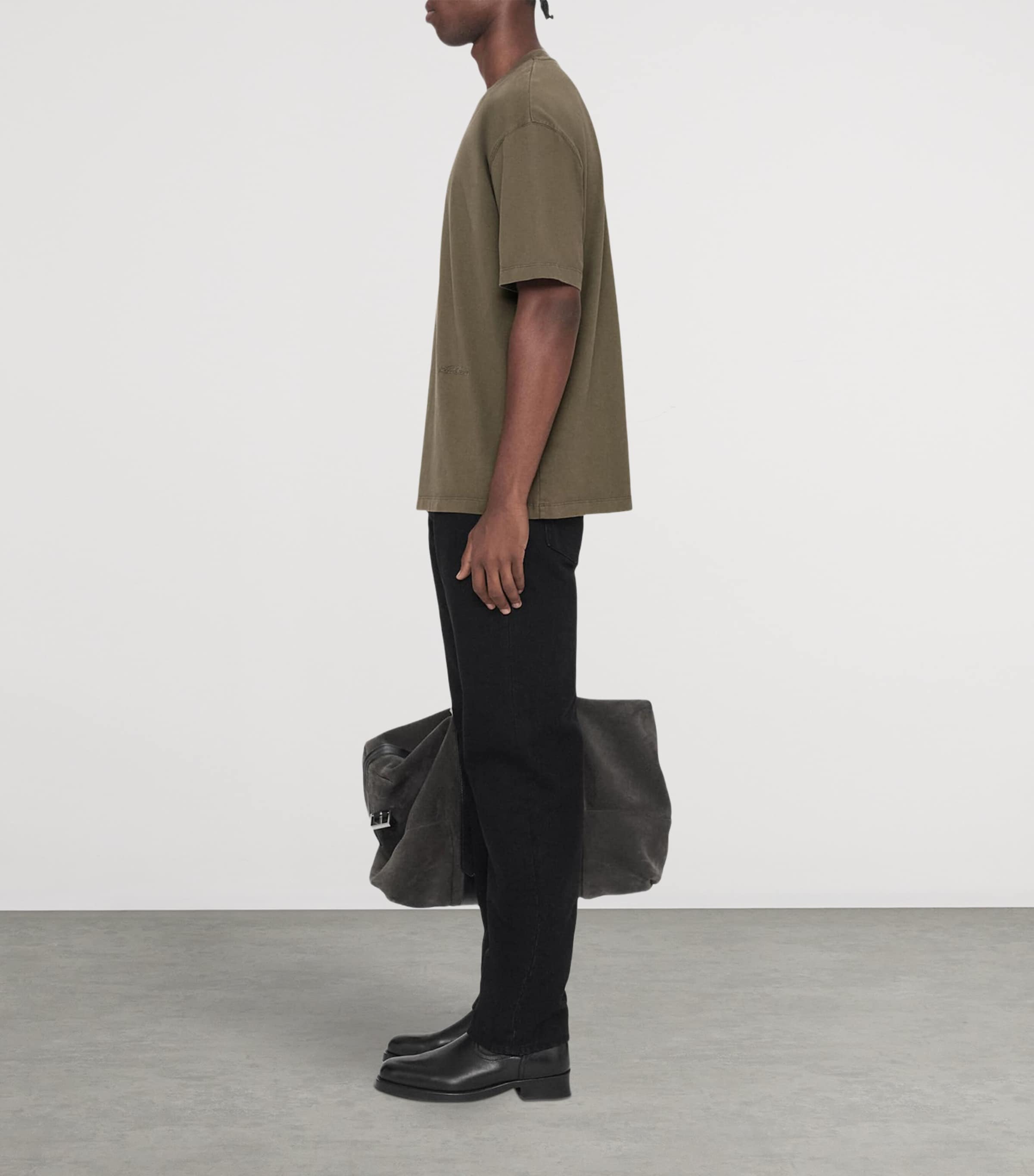 AllSaints Mens Organic Cotton Maddox T-Shirt Washed Khaki Image 8
