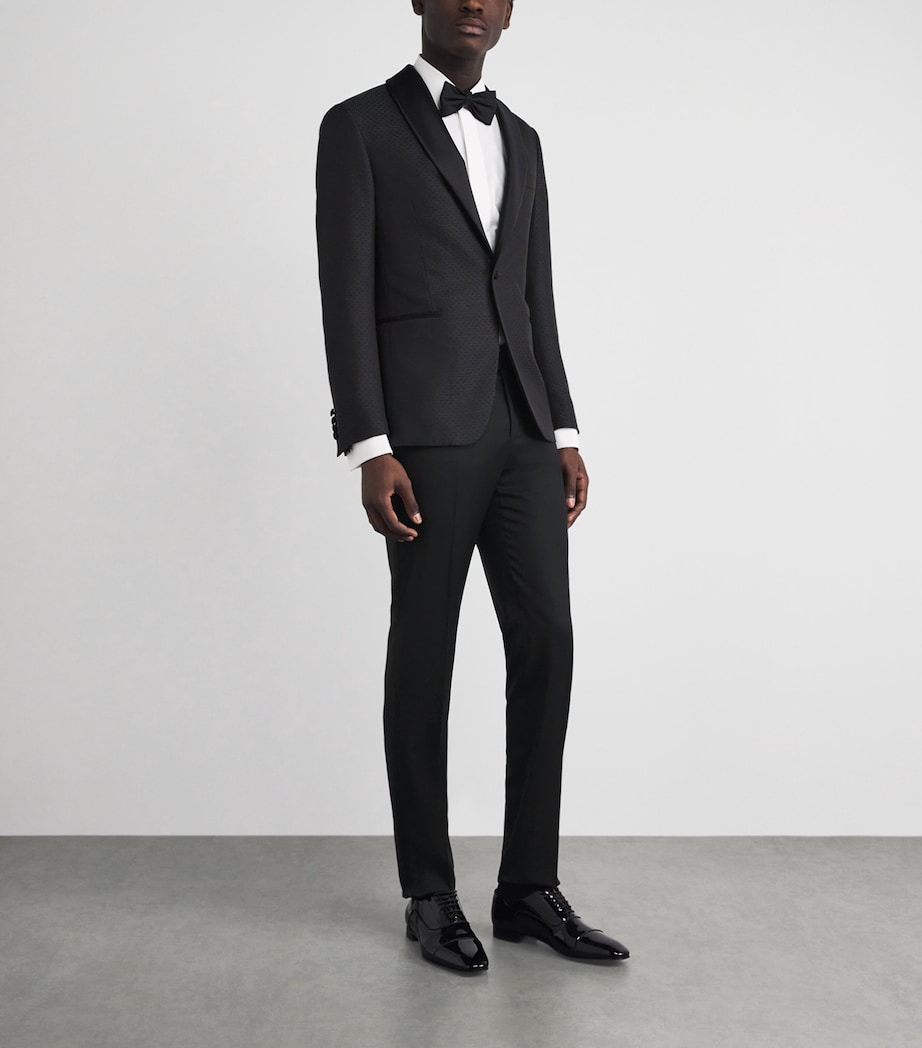 Pal Zileri Mens Wool-Blend Satin-Trim Trousers Black Image 2