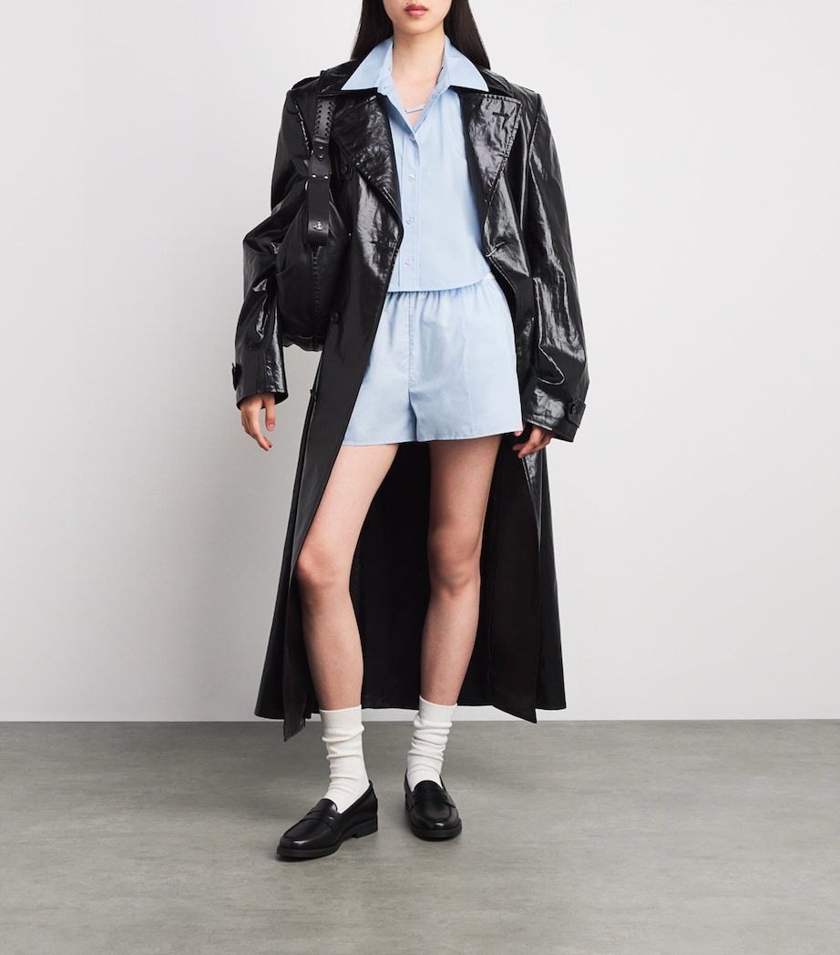 Cotton Necklace-Detail Cropped Shirt 459B OXFORD BLUE Image 2