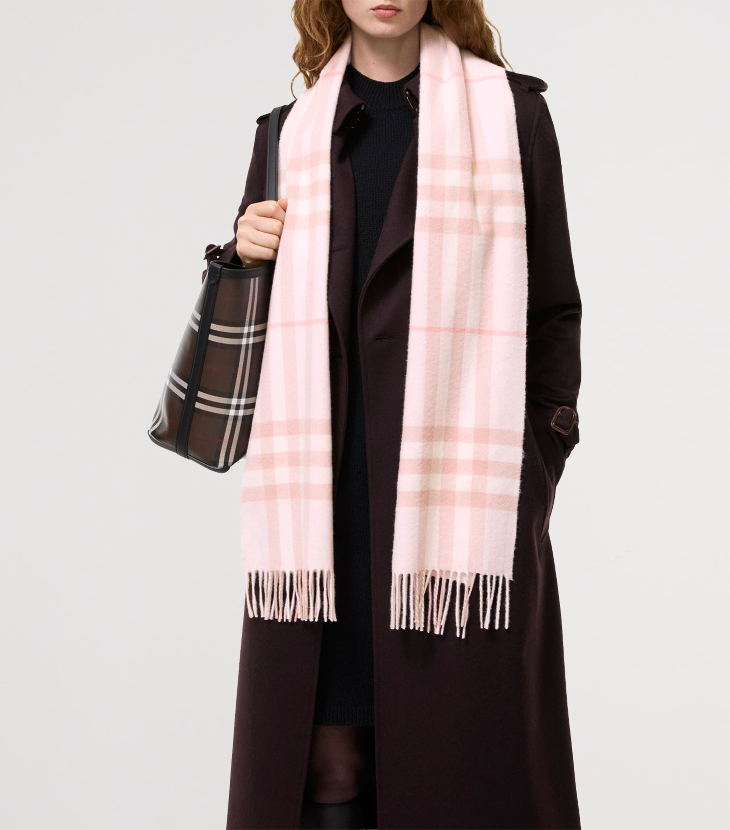 Burberry Cashmere Check Scarf Quartz Pink Image 3