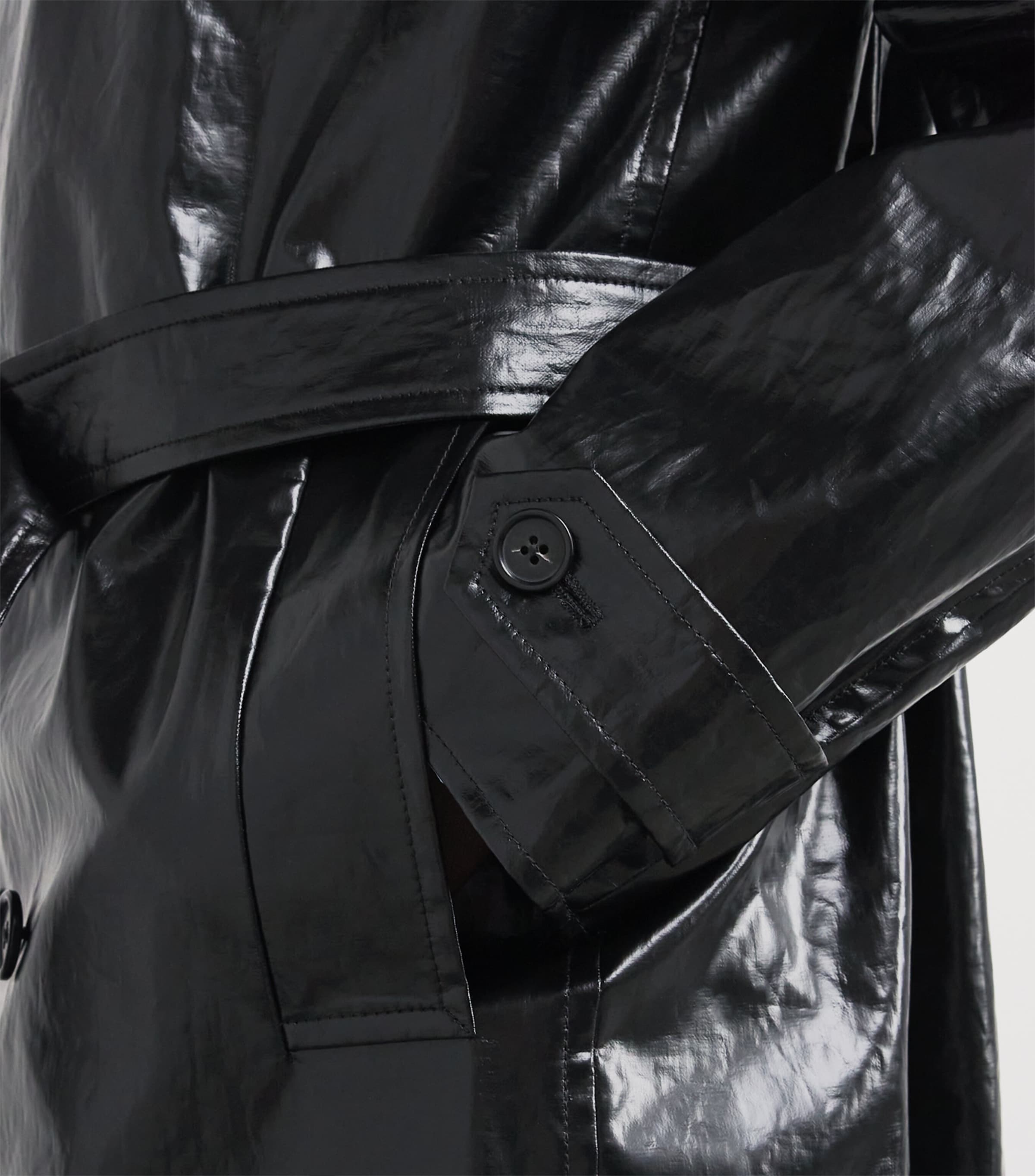 Maison Margiela Black Linen Coated Trench Coat | Harrods US