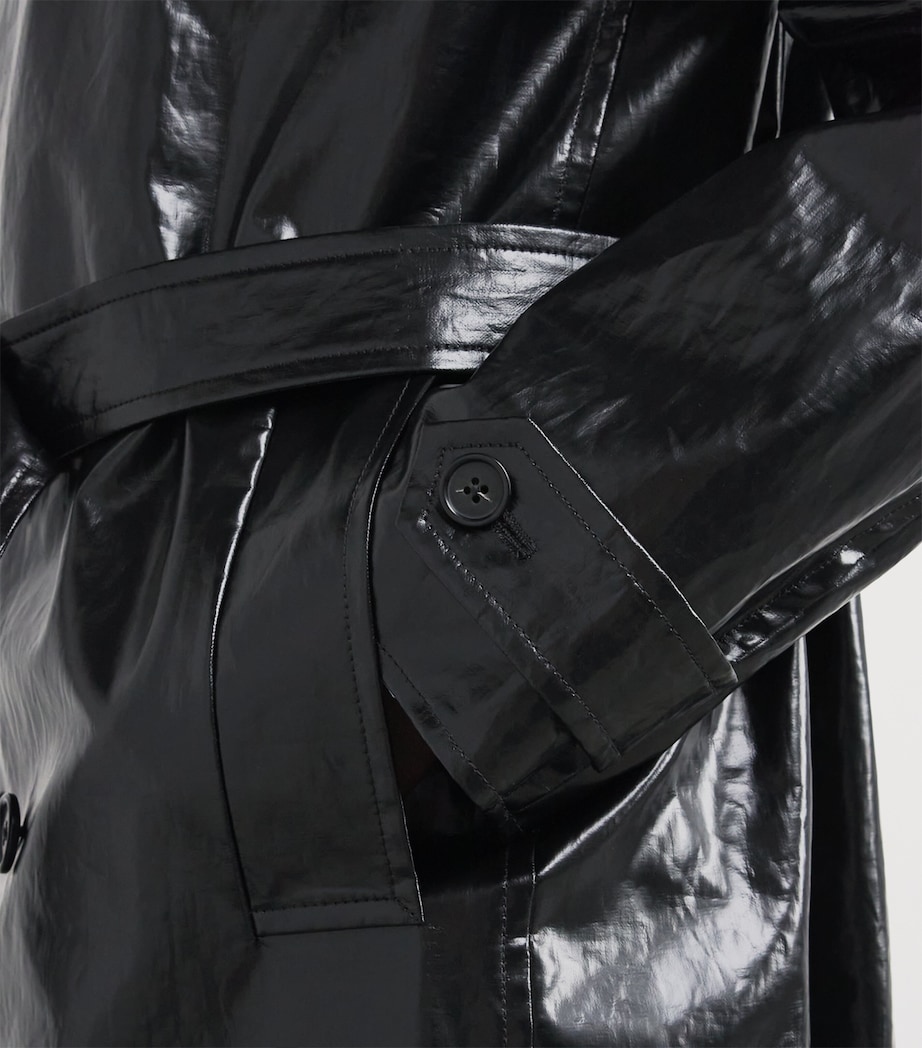 MM6 Maison Margiela Mens Linen Coated Trench Coat Black Image 6