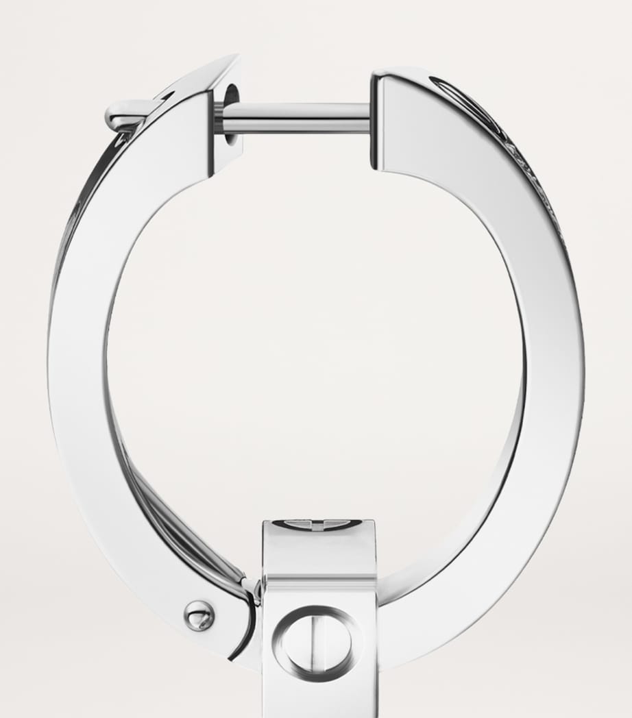 White Gold LOVE Double Hoop Earrings WHITE GOLD Image 5