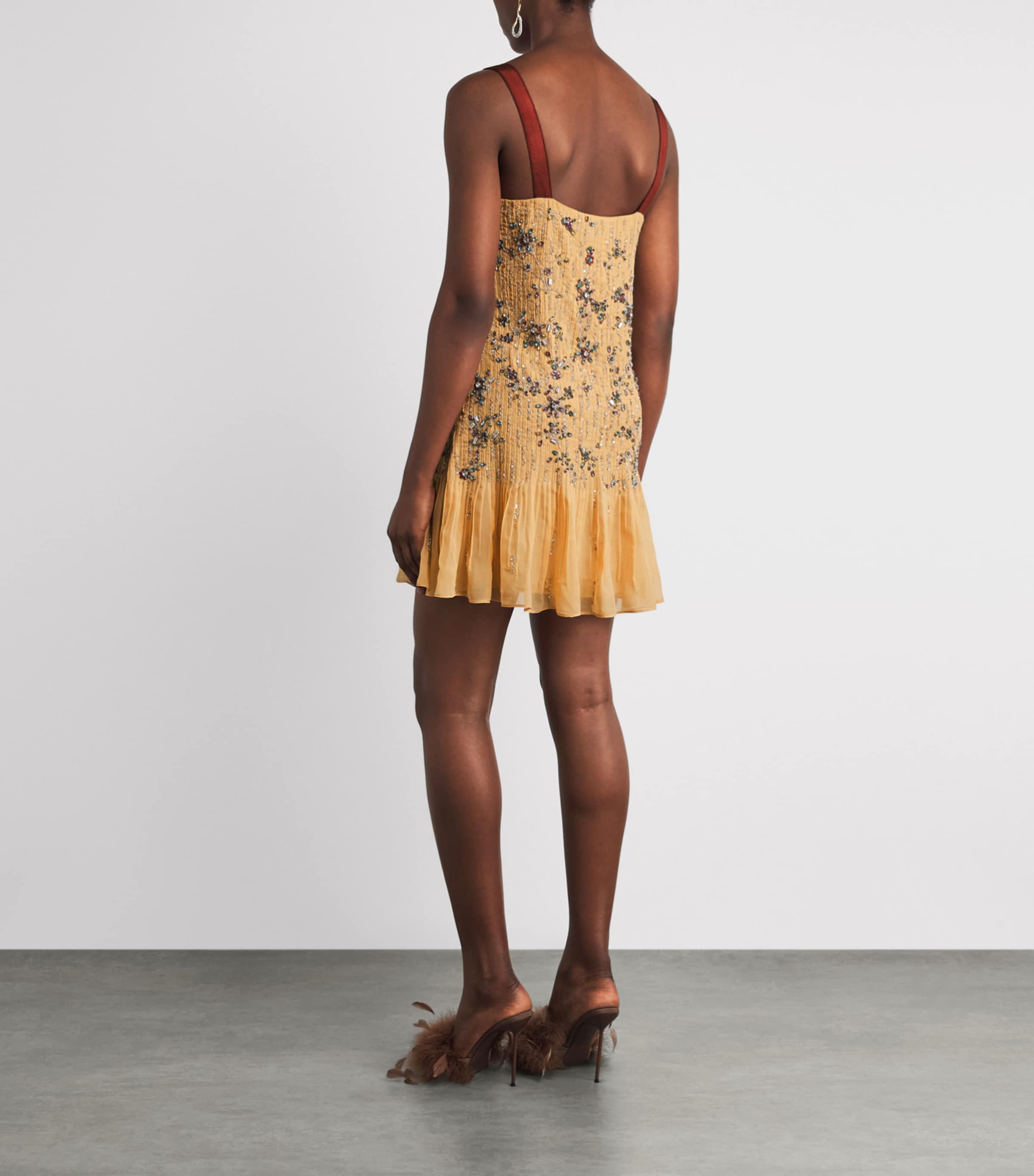 Alice+Olivia Womens Embellished Linnea Mini Dress Light Peach Image 4