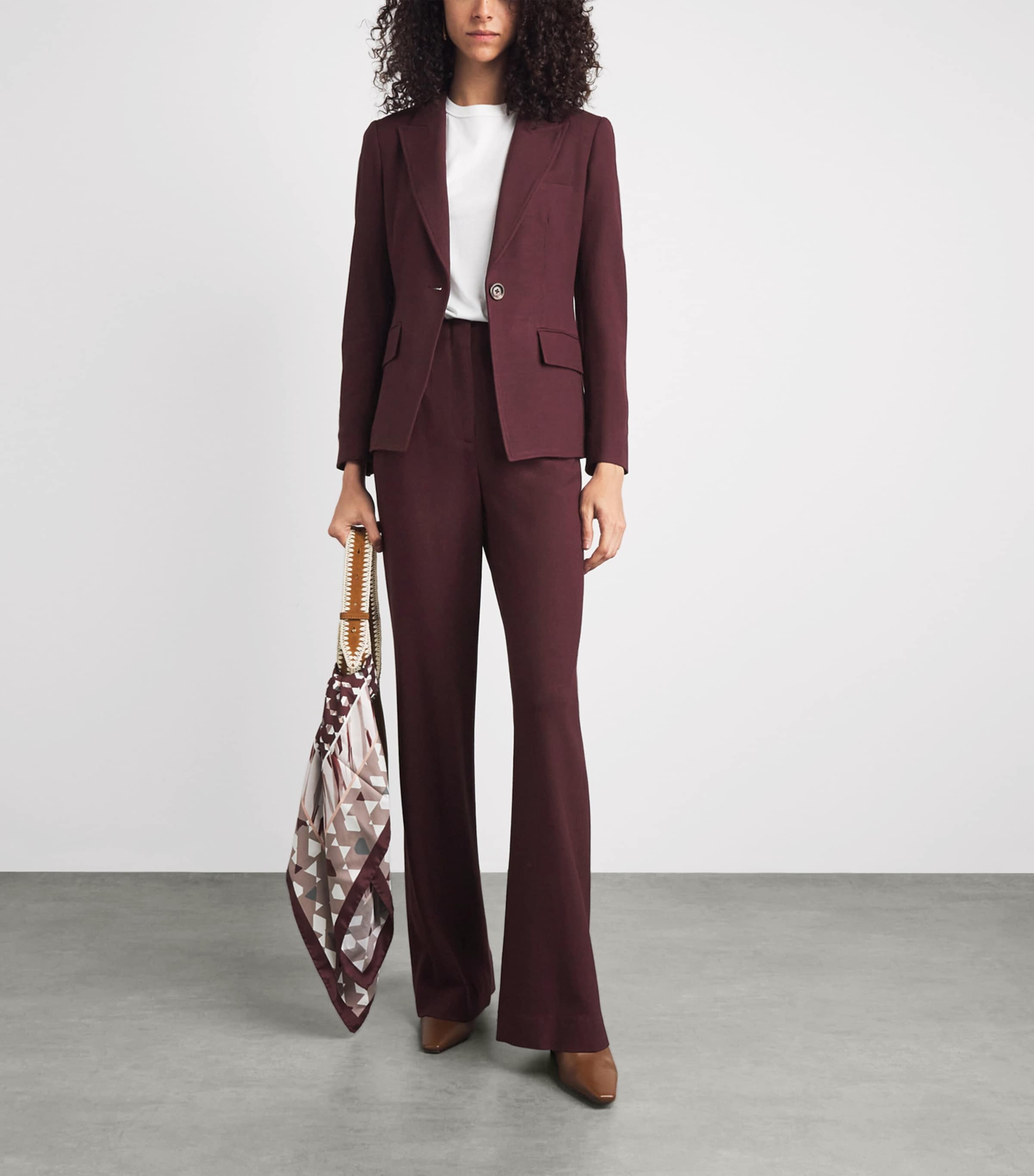 Veronica Beard Womens Jude Wide-Leg Trousers Raisin Image 2