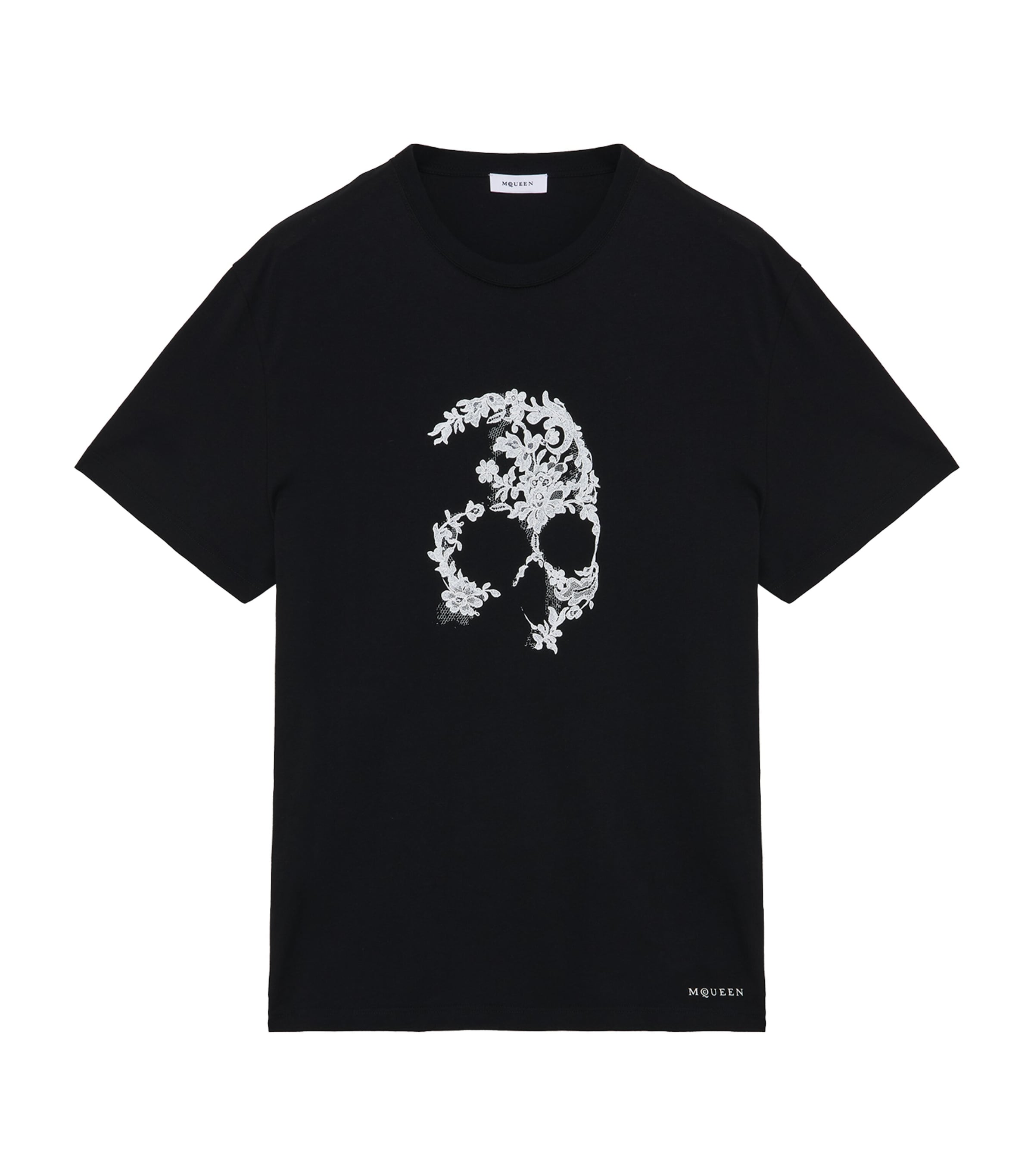 McQueen Mens Lace Skull T-Shirt Image 1
