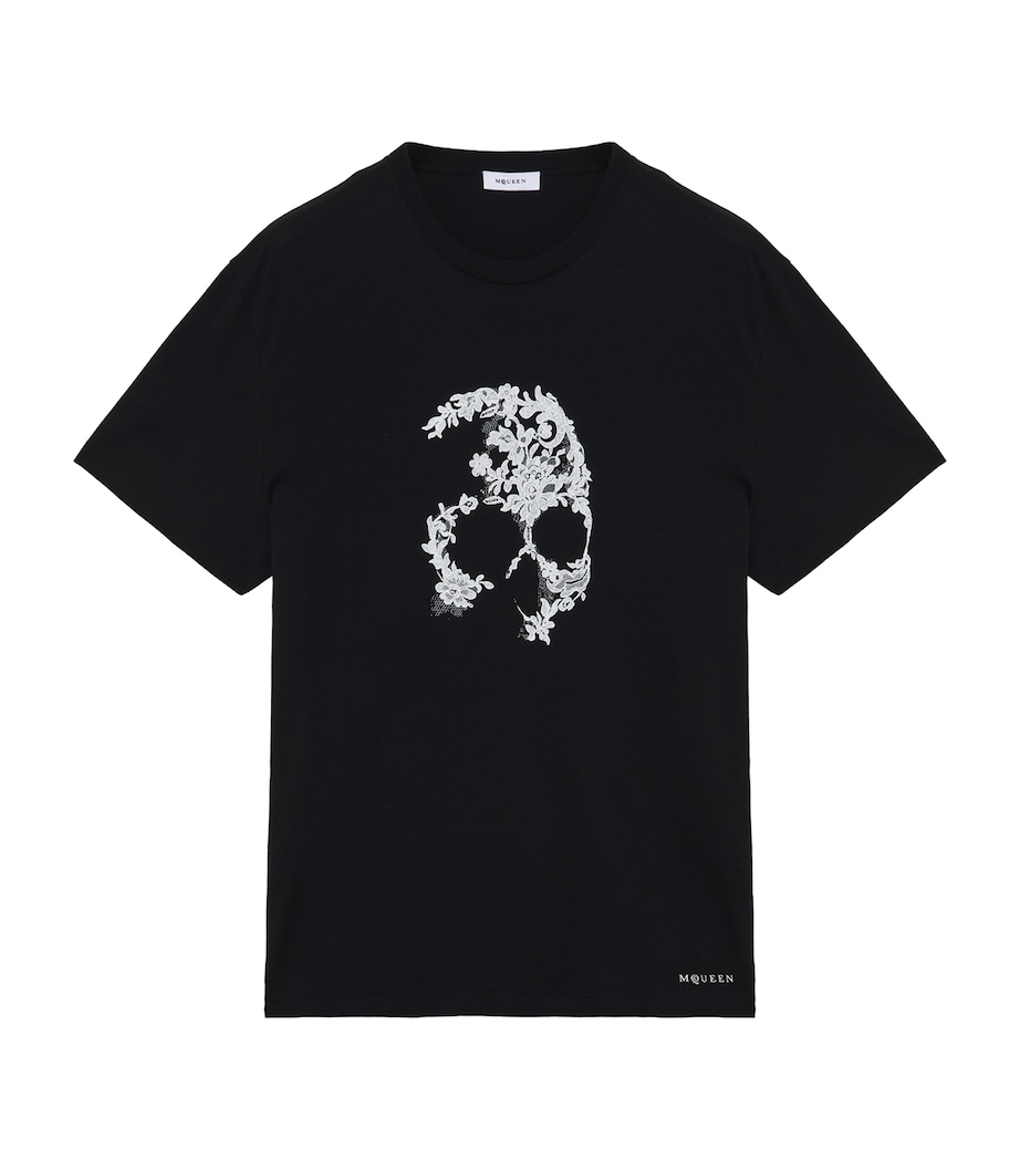 McQueen Mens Lace Skull T-Shirt Image 1
