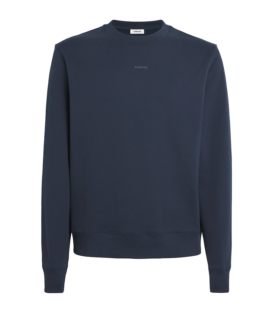 Sandro Paris Mens Cotton Logo Sweatshirt Navy Blue Image 1