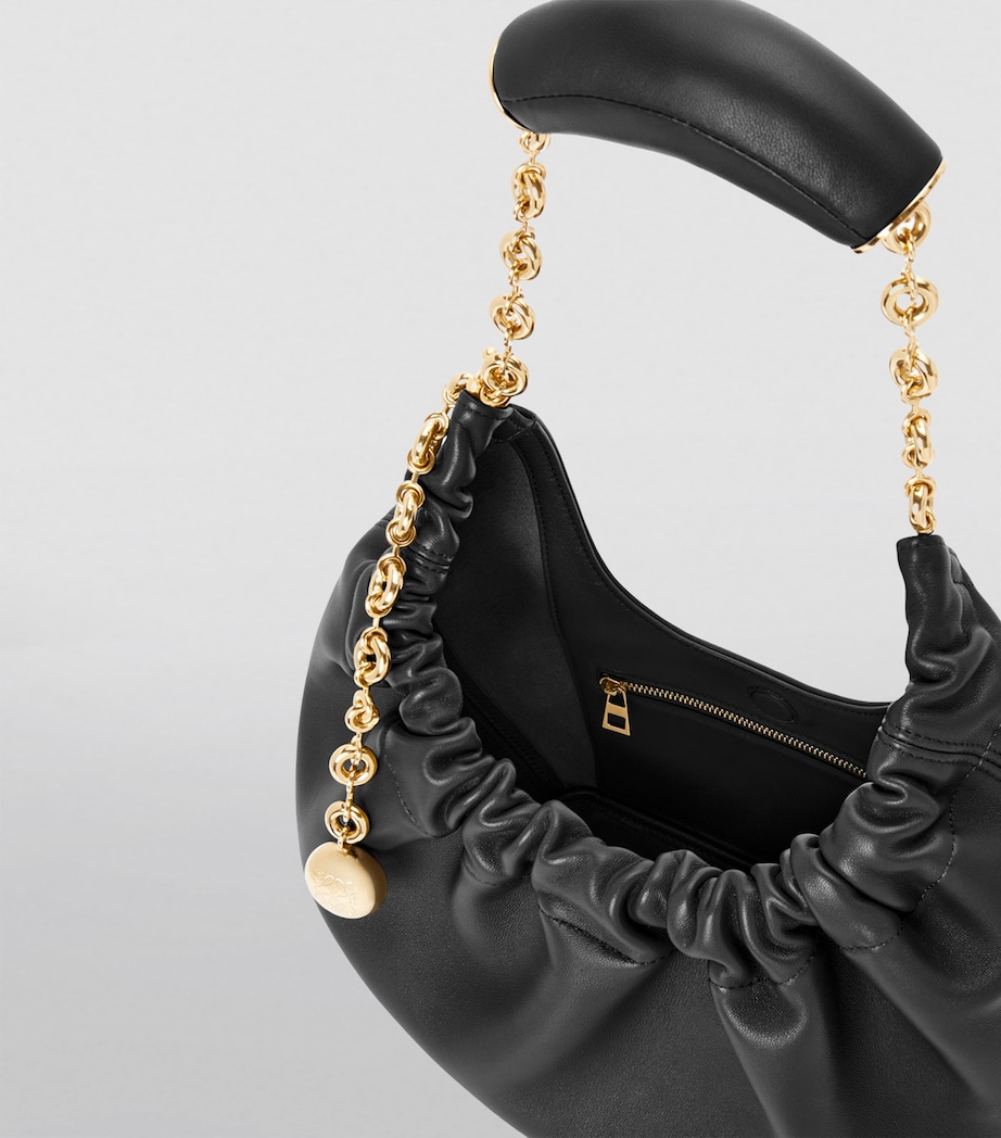 Small Leather Squeeze Top-Handle Bag BLACK Image 4