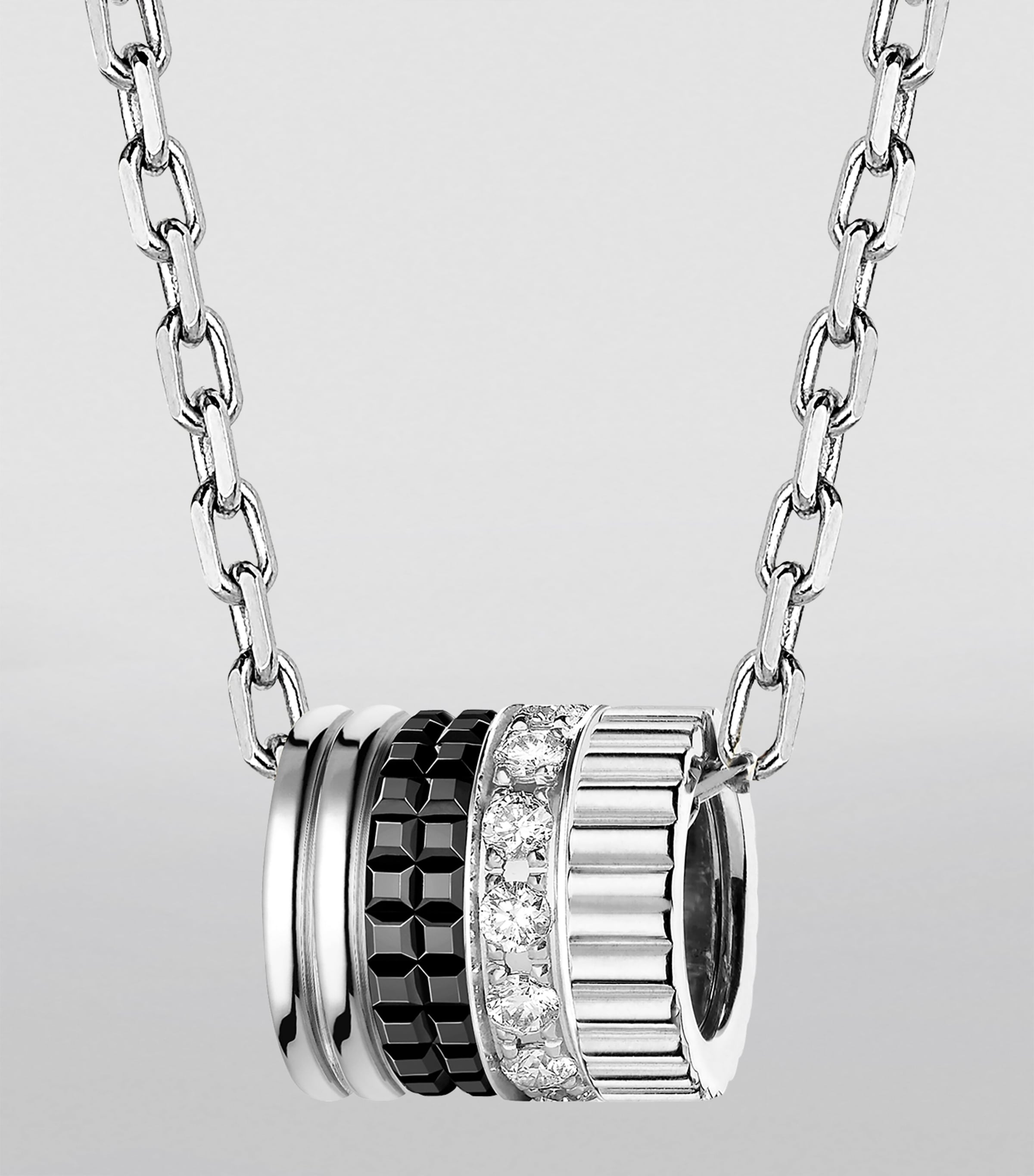 White Gold and Diamond Quatre Black Edition Pendant Necklace WHITE GOLD Image 4